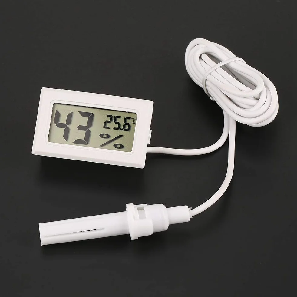 Cyfrowy Termometr Higrometr z Zewnętrzną Sondą LCD Wewnętrzny Miernik Wilgotności Temperatury Gadów Terrarium