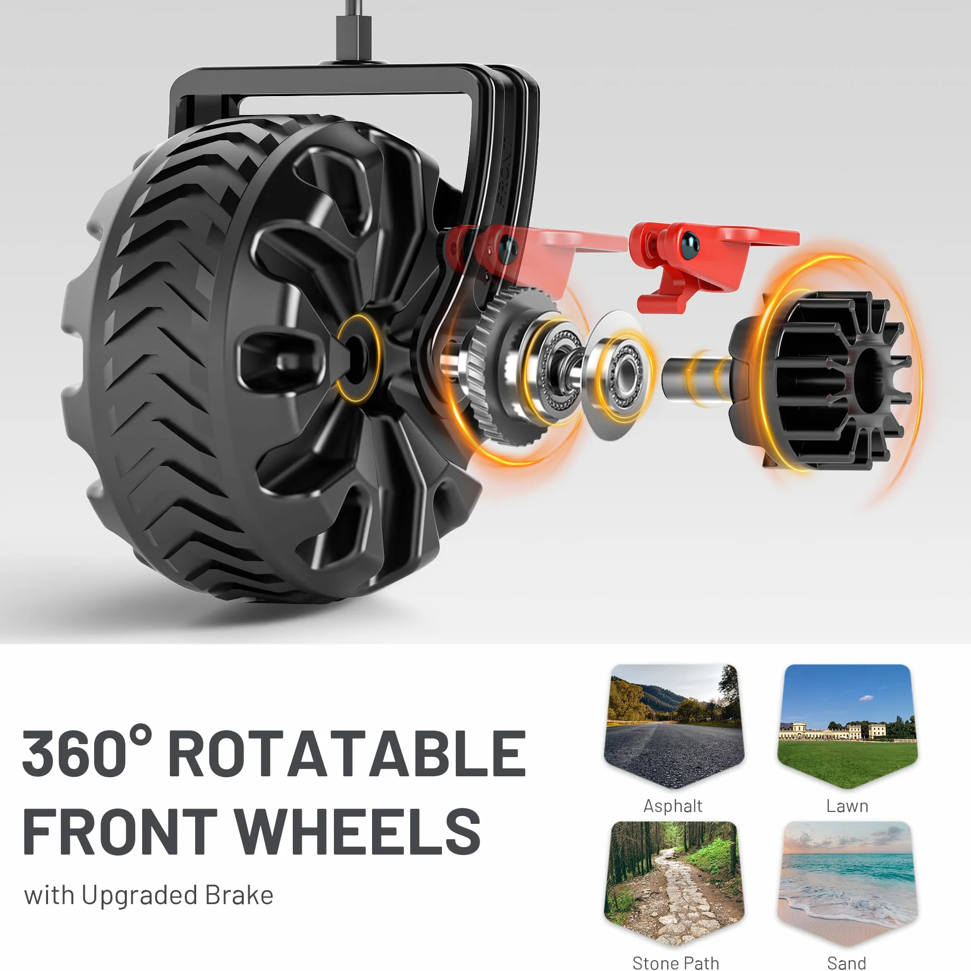 TIMBER RIDGE Wózek festiwalowy, 300 l, z hamulcami, składany wózek plażowy z tylną klapą, składany wózek 135 kg, zdejmowane szerokie koła i regulowany uchwyt, do użytku na zewnątrz, na kemping, do