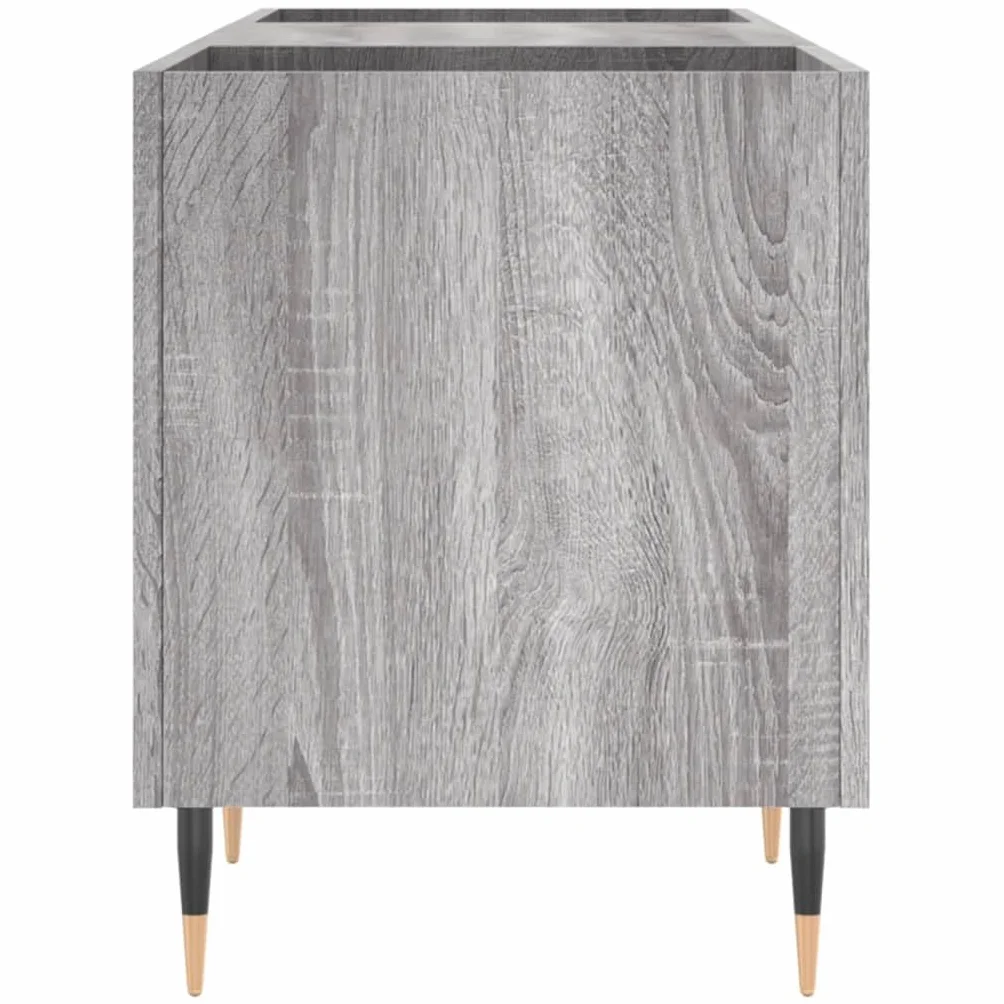 Szafka panelowa Sonoma szara, materiał drewnopochodny z żelaznymi nogami, 121 x 38 x 48 cm, szafka winylowa na płyty winylowe LP, do przechowywania, do salonu i sypialni