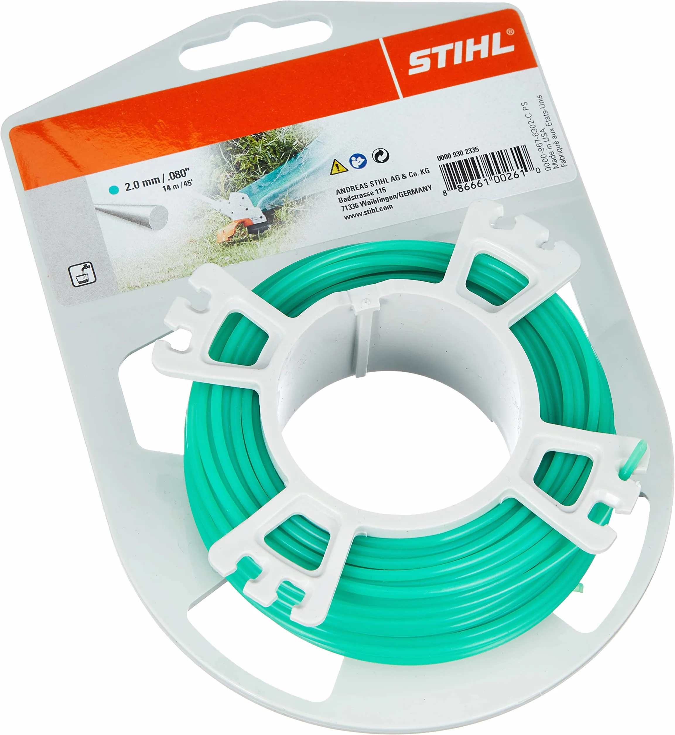 Stihl 9302335 podkaszarka do trawy Line zielona 2,0 mm x 15,3 m, kosy spalinowe, żyłka do podkaszarki