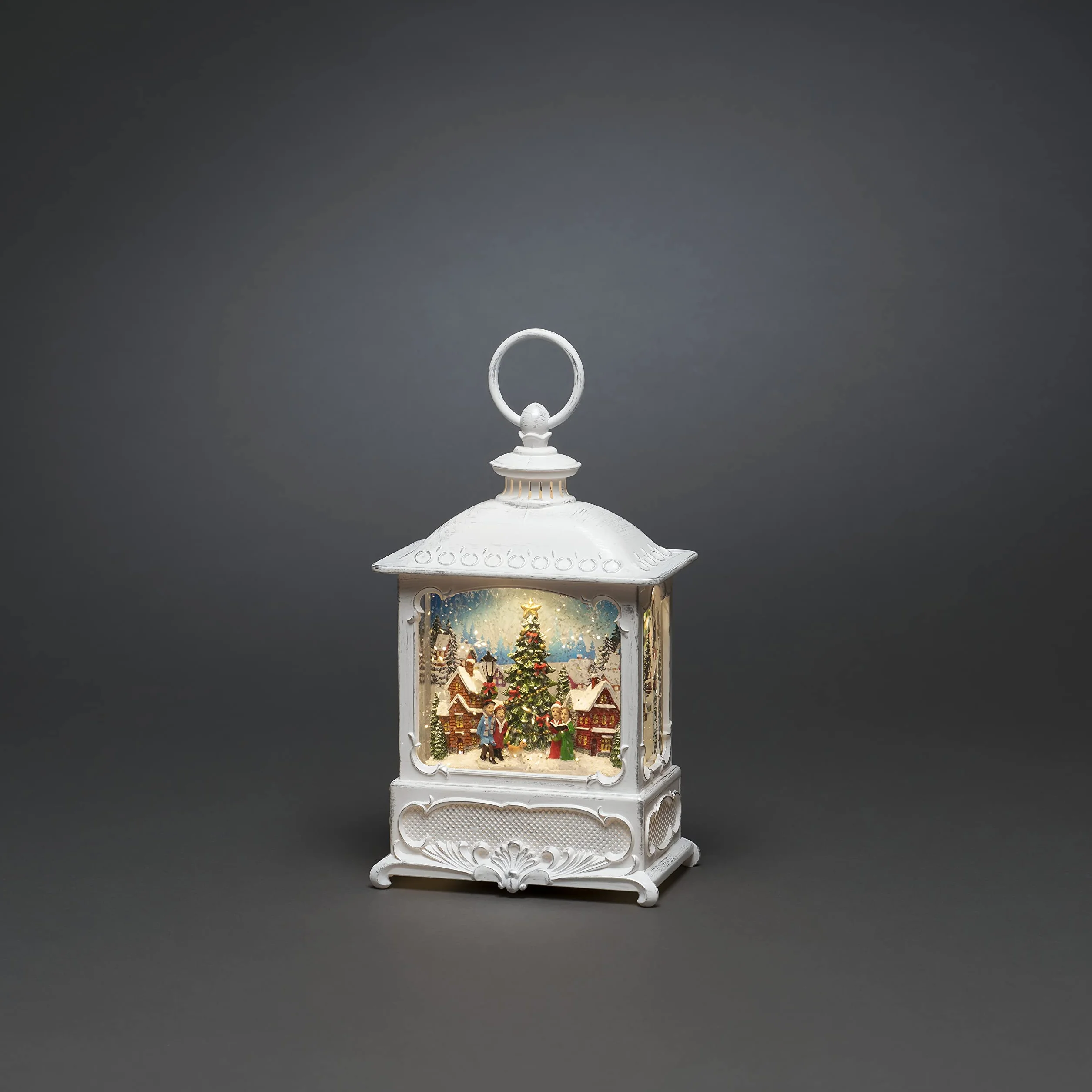 Konstsmide LED Snow Globe Scena jarmarku bożonarodzeniowego/wypełniona wodą/dekoracje świąteczne wewnętrzne lampki akumulatorowe/timer/zasilanie bateryjne: 3 x AA 1,5 V (z wyłączeniem) lub USB (Inc)
