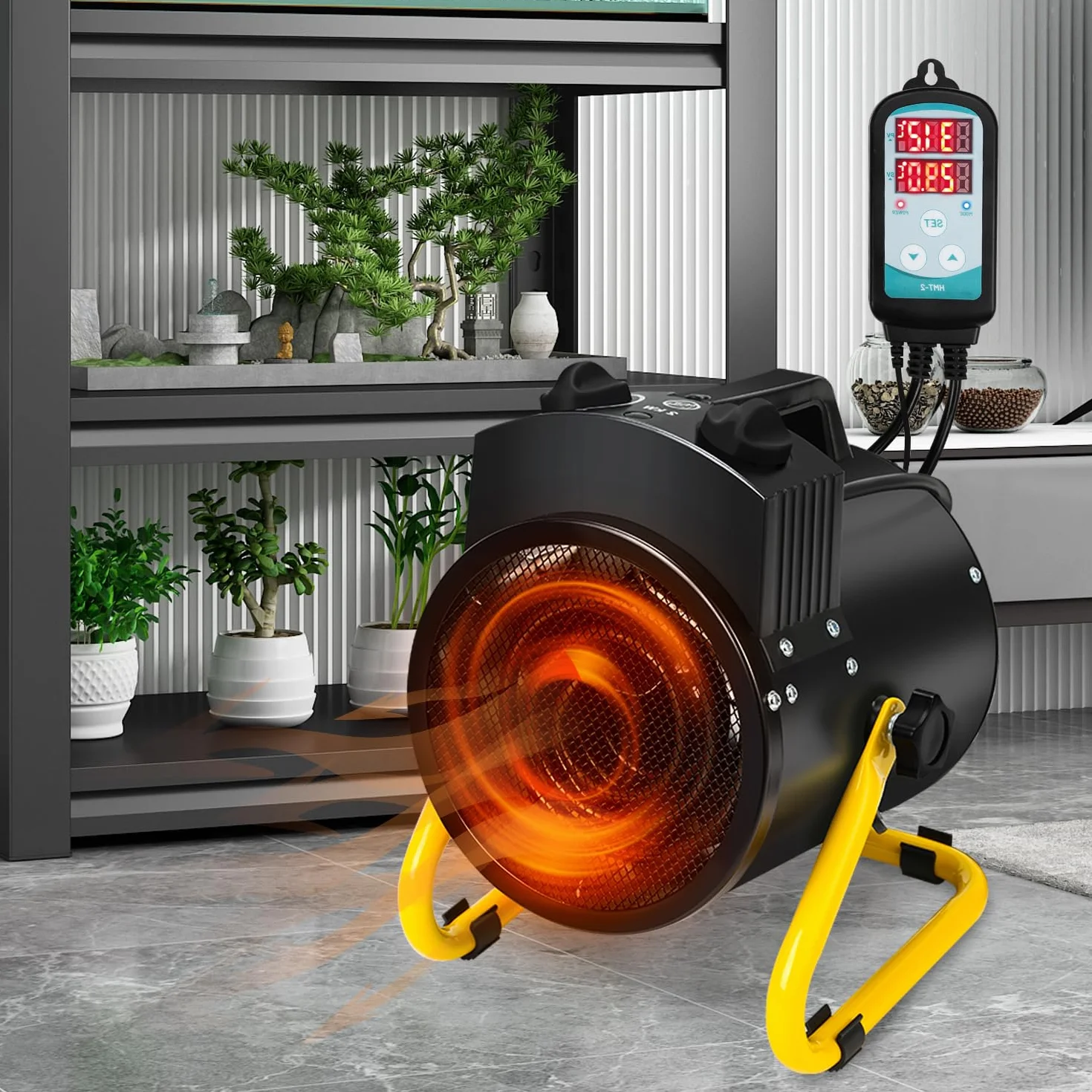 Sonnewelt Ochrona przed mrozem z termostatem, ochrona IPX4, ochrona przed wodą rozbryzgową, szybkie nagrzewanie, wielokrotna ochrona do szklarni, tarasu, ogrodu