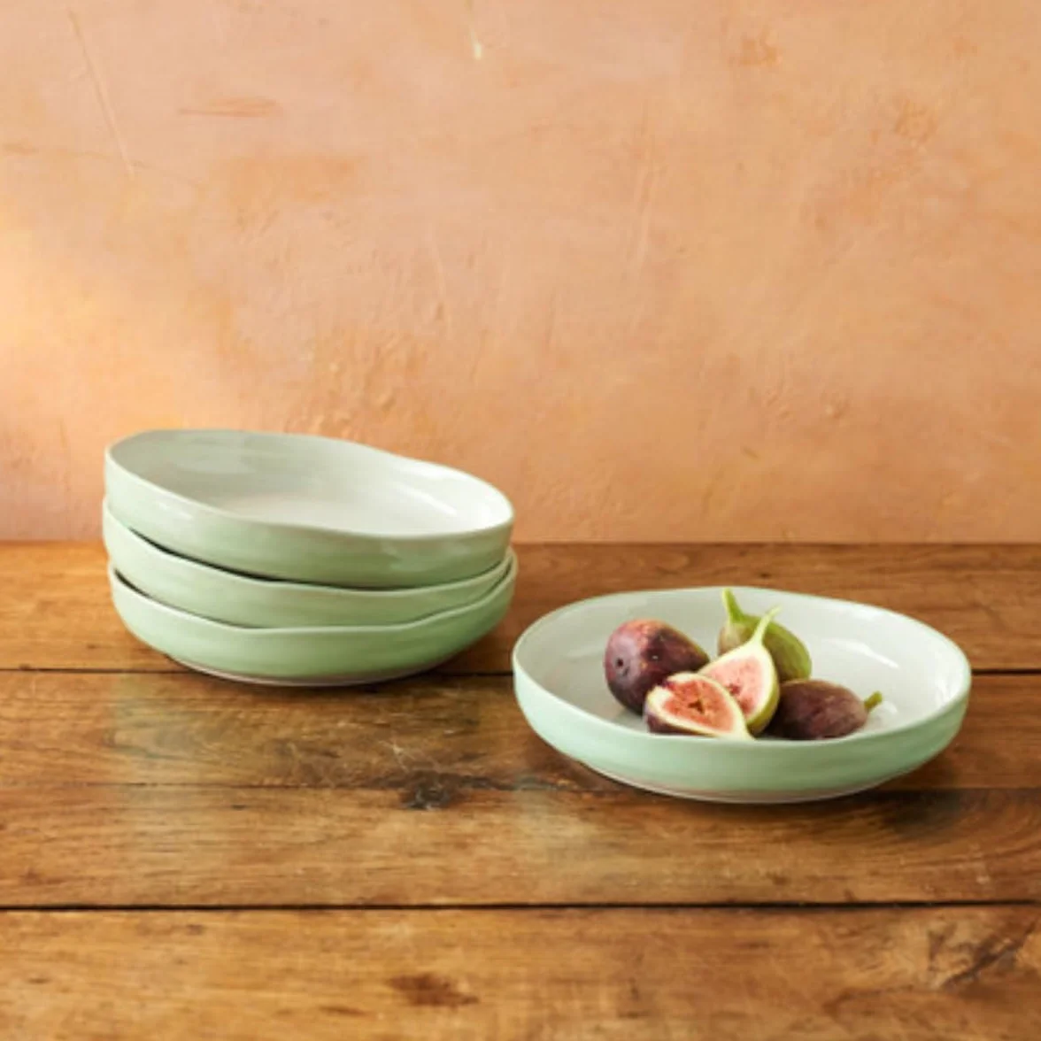 Jamie Oliver Big Love Dishy Bowl, zielona i biała kamionka, trwała, zestaw misek do serwowania, zmywarka, kuchenka mikrofalowa, nadaje się do piekarnika, zestaw 4 sztuk, 700 ml, 22 x 22 x 13 cm