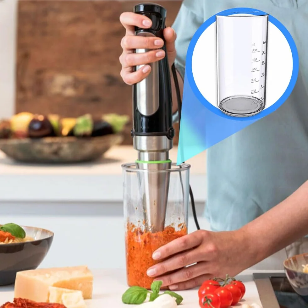 27 uncji kubek z miarką do blendera zanurzeniowego | Bez BPA plastikowy kubek z wylewkiem, stabilną podstawą i wyraźnymi pomiarami | Kubek miksujący do smoothie, zup i sosów | ANAKEL HOME