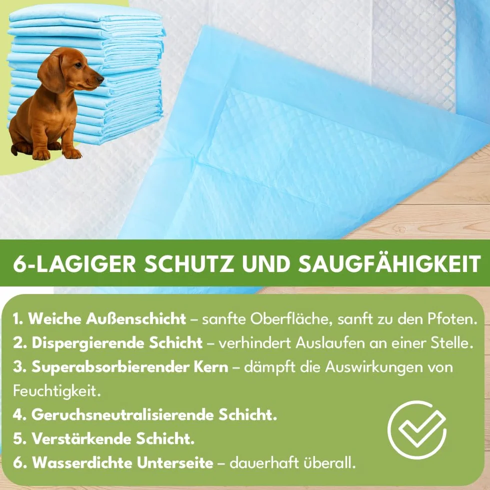 KRUMAD Podkłady Treningowe dla Psa i Kota 50 sztuk 6 Warstw Maty Chłonne 60 x 60 cm