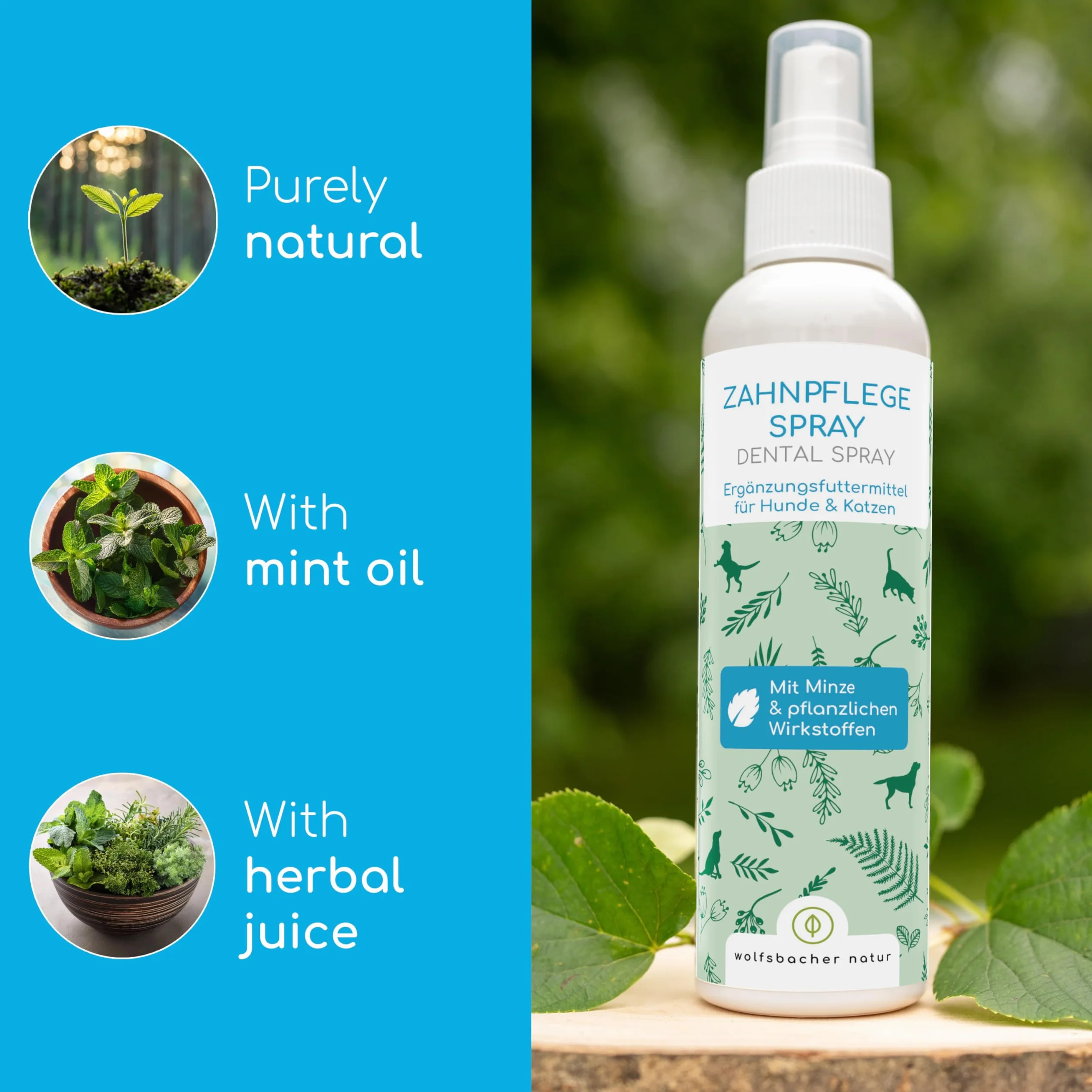 Usuwa kamień nazębny dla psów i kotów – Naturalny spray do czyszczenia zębów bez szczotkowania – Usuwa kamień i redukuje nieświeży oddech – Świeży oddech z miętą 150 ml