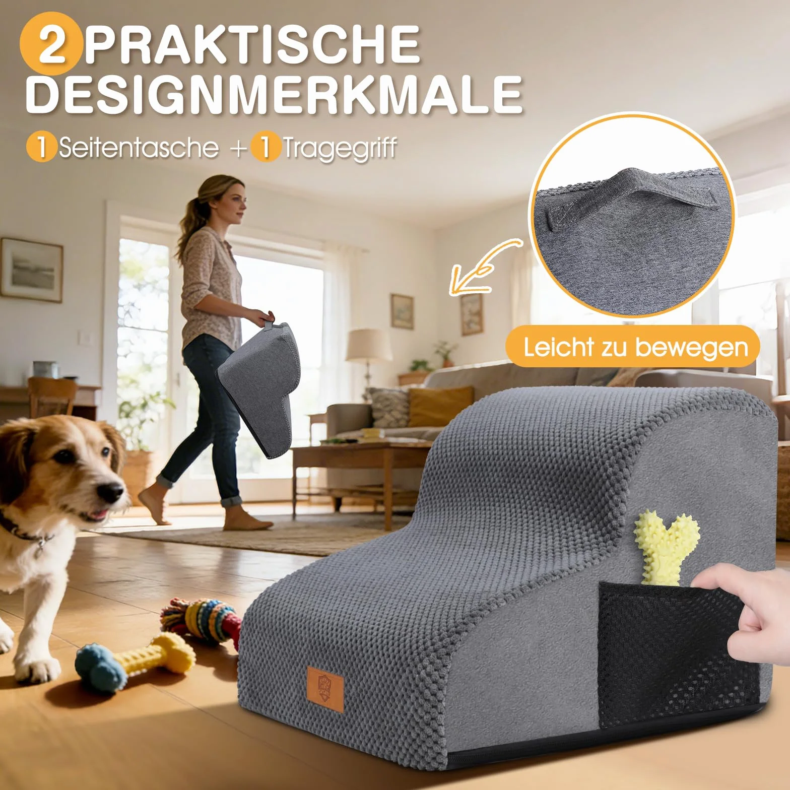 Drabina dla psa antypoślizgowa 2 stopnie miękka gąbka mały rozmiar sofa łóżko