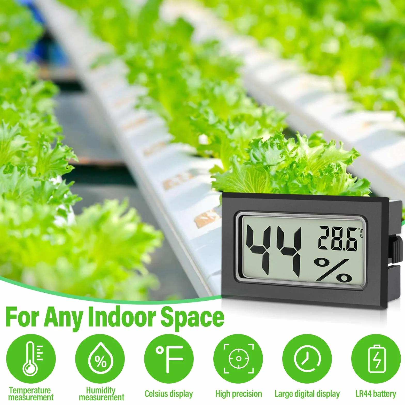 Sprifityy 8 sztuk Mini Hygrometr Cyfrowy, Mini Hygrometr z Celsjuszem -50°C~+70°C, Mierzyciel Wilgotności Powietrza z Bateriami w Komplecie, Nowoczesna Technika Pomiarowa, Termohigrometr do Wnętrz