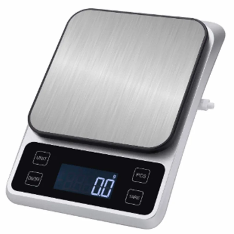 Cyfrowa waga do kawy w prostym stylu Kuchnia waga spożywcza, wyświetlacz LCD, obieranie, precyzyjna waga elektroniczna odpowiednia do użytku domowego (5KG/1g)