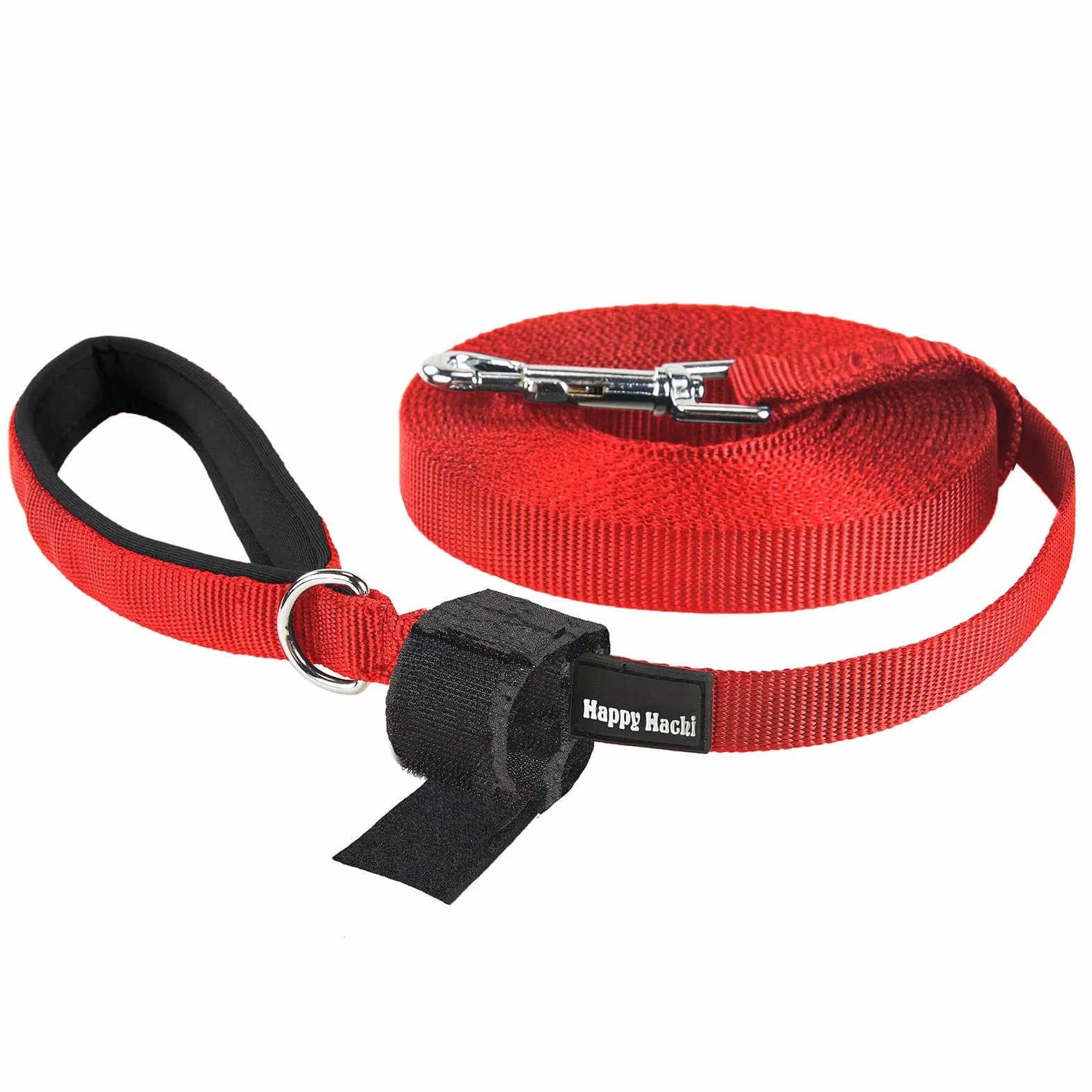 PETTOM Smycz treningowa dla psów 15 m, wytrzymała nylonowa, z wyściełanym uchwytem, czerwona