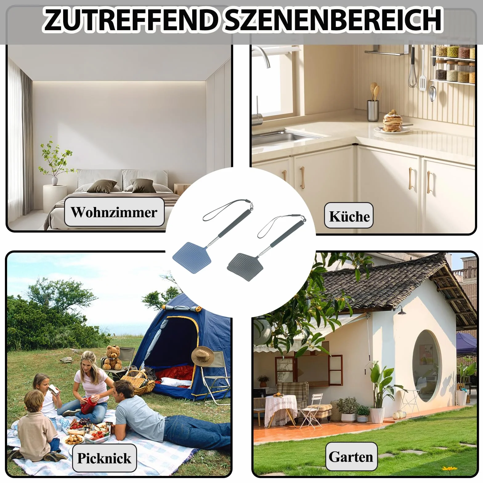 Łapka na muchy, 2 sztuki, wysuwana, duża powierzchnia uderzeń, komary, łapka na muchy, łapka na muchy, osy, komary (N)