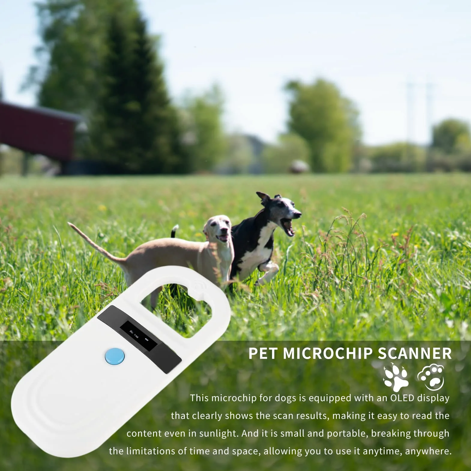 Pet Microchip Scanner, 134,2 Khz / 125 Khz Pet Microchip Reader z Wyświetlaczem OLED, Alarm Niskiego Poziomu Baterii Animal Chip ID Skaner dla FDX B (ISO11784/11785) i EMID