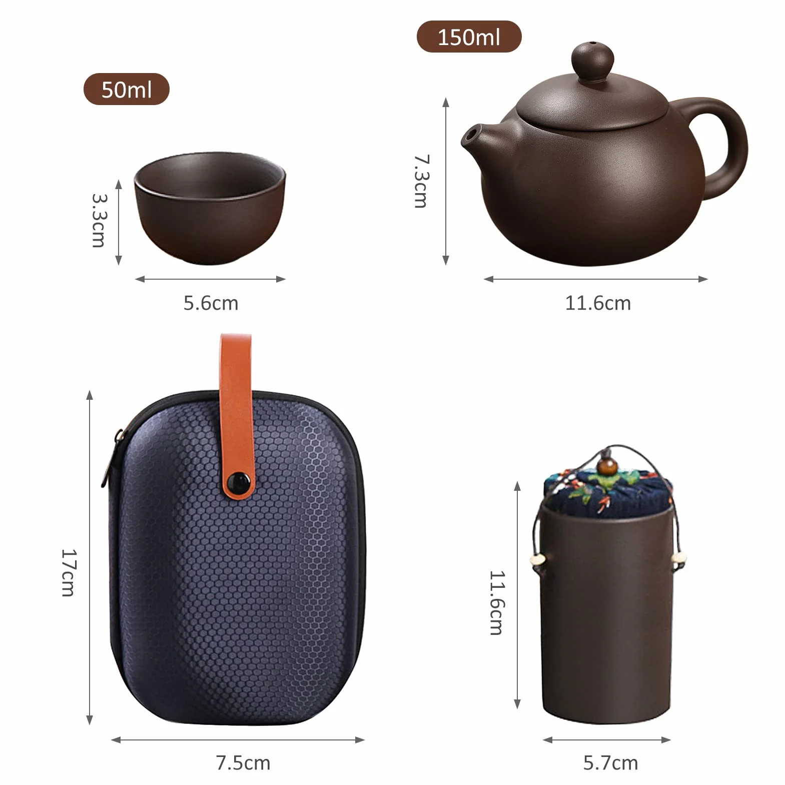 Fioletowy Gliniany Czajniczek, 4 Filiżanki Kompletnego Zestawu do Herbaty, Dobry do Degustacji Herbaty, Odpowiedni do Podróży i Użytku Biurowego