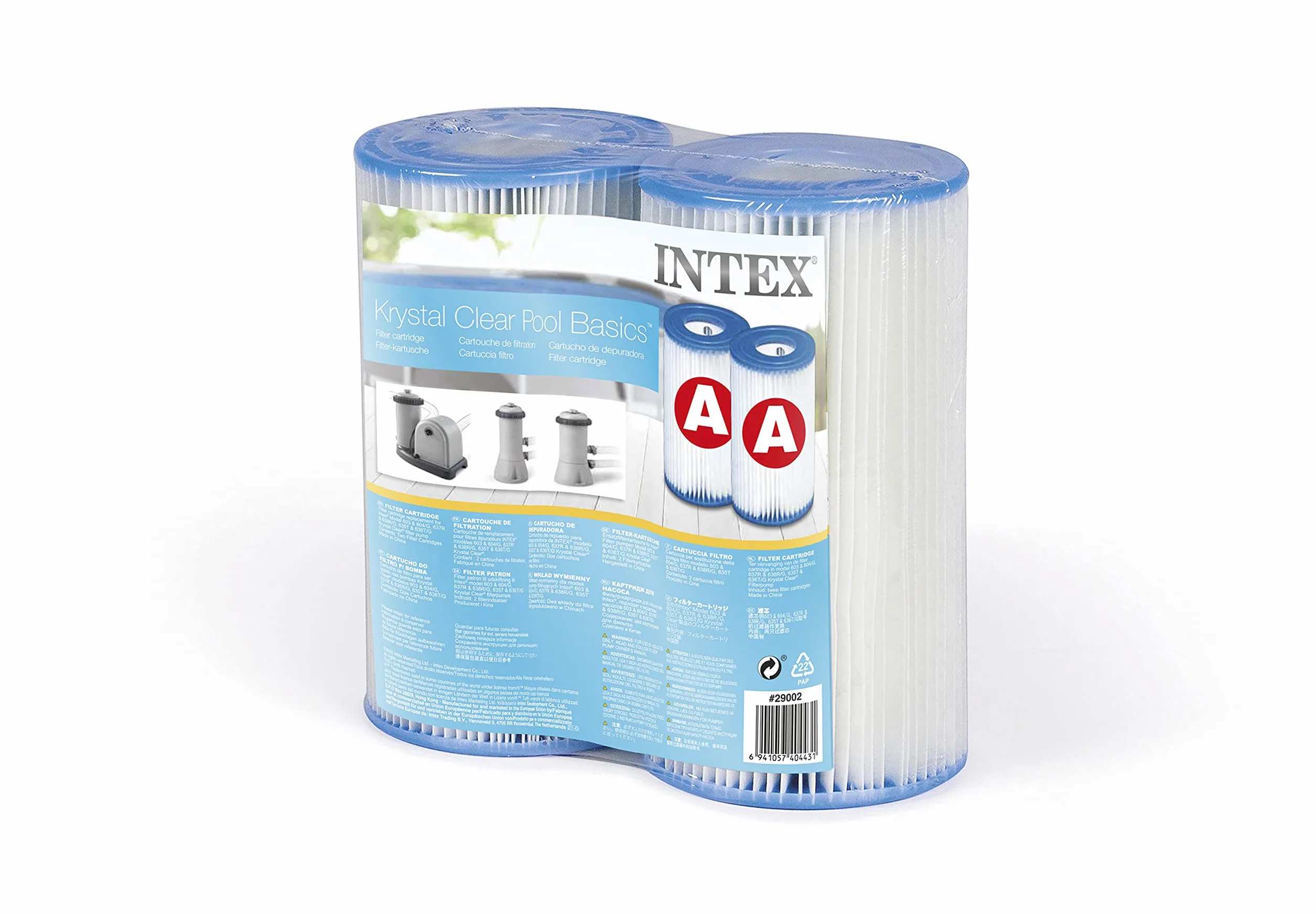 Intex 0775431 Wkład Filtrujący Do Basenu, 10.8 x 21.6 x 20.3 cm, Dwupak, Niebieski