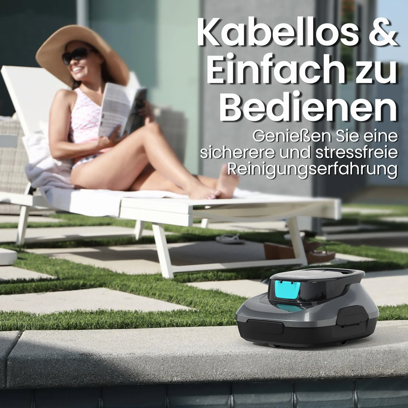 AIPER Robot basenowy, wydajne czyszczenie 90 minut, automatyczne parkowanie