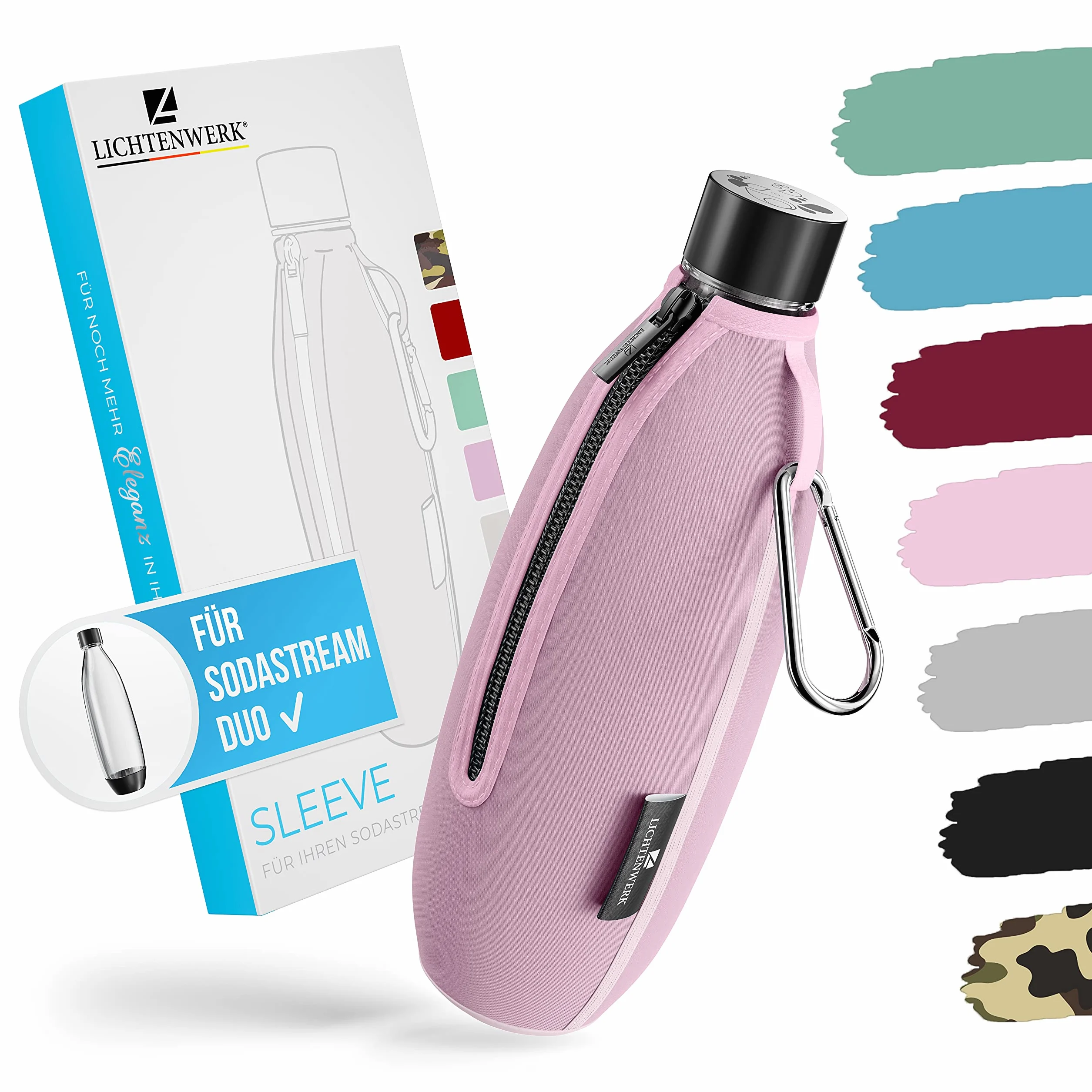 Premium etui ochronne kompatybilne z butelką z tworzywa sztucznego SodaStream Duo [dodatkowy efekt chłodzenia] – ochrona przed pęknięciem neoprenowa osłona na butelki plastikowe – idealne akcesorium w podróży