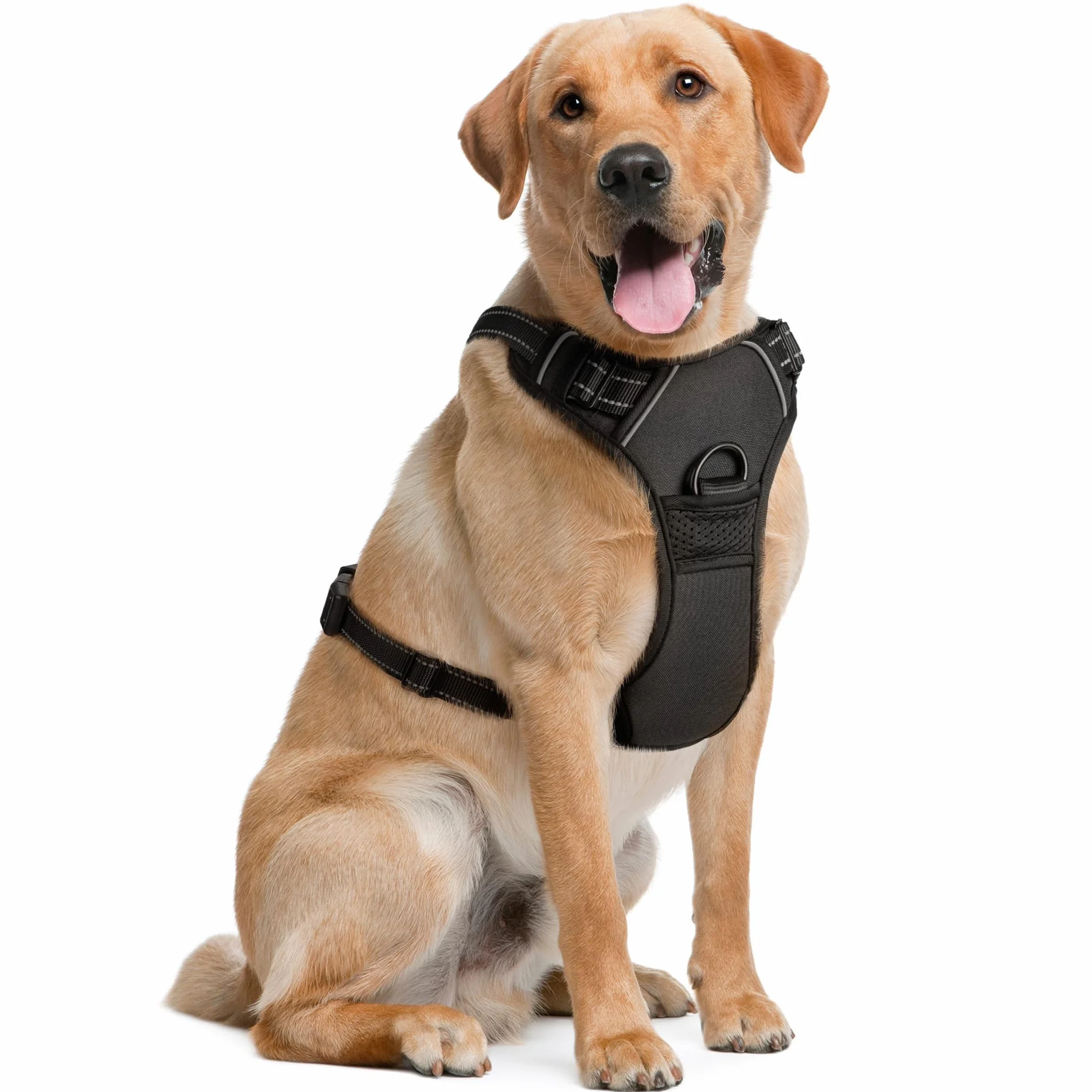 EcoEarth Dog Harness for Medium Dogs Black Soft Padded Adjustable No Pull Pet Harness