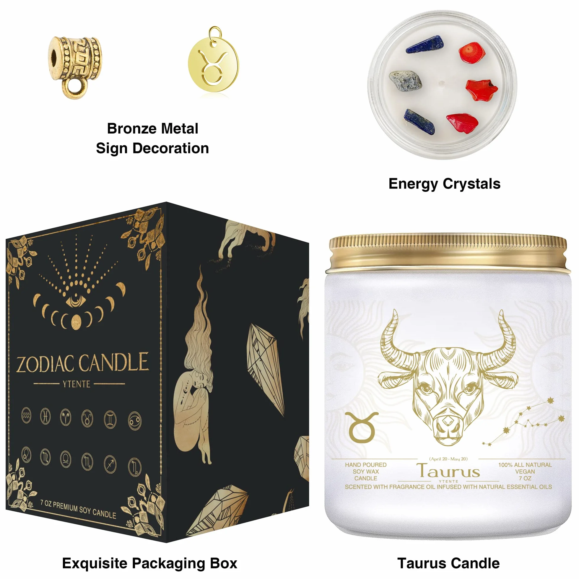 Byk prezent dla kobiet, świece byka, świece ze szkła zodiaku, prezent astrologiczny, kwiecień prezenty urodzinowe dla kobiet, mamy, siostry, zapachowe świece sojowe