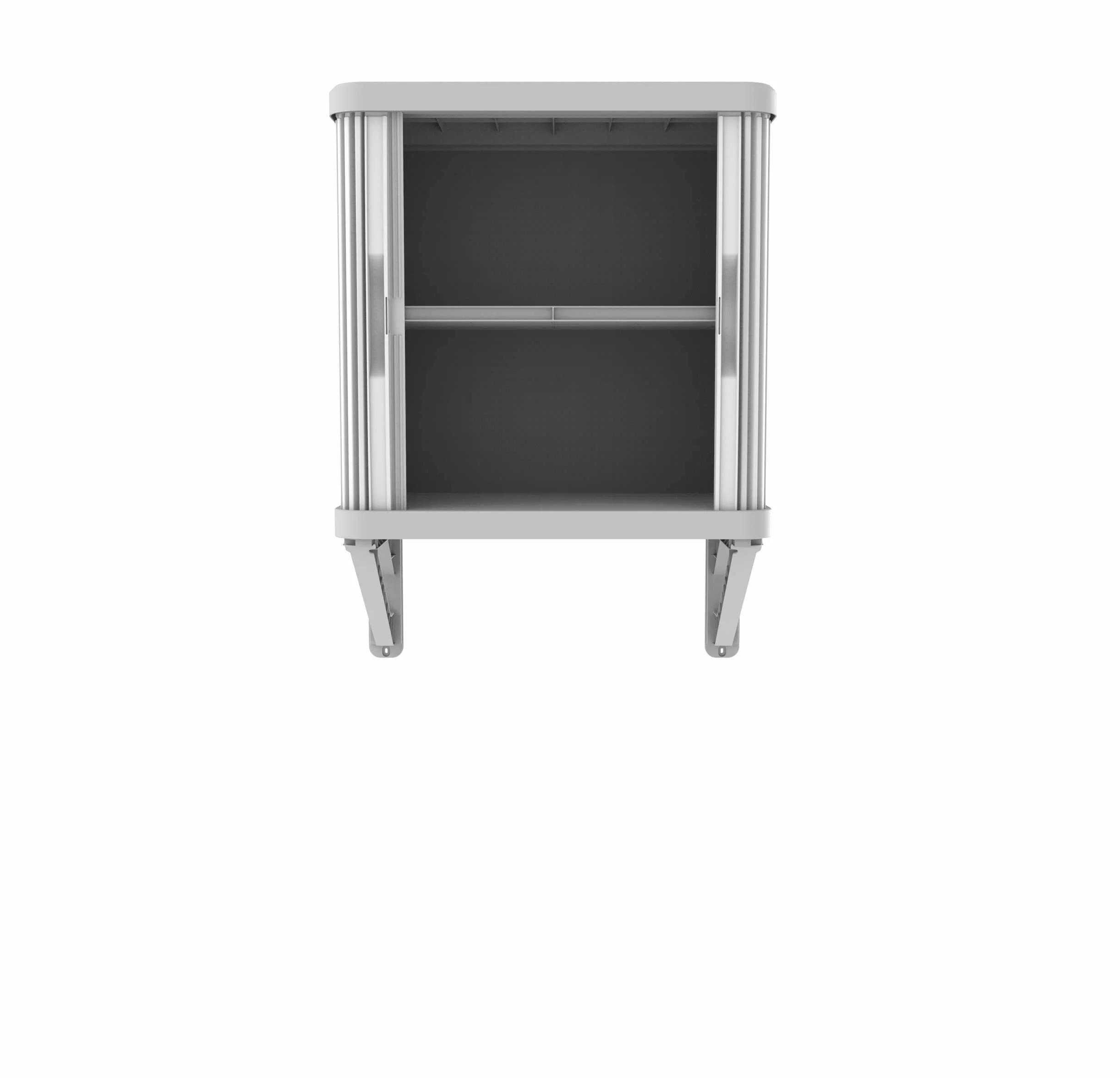 Terry, Rolling Space Wall Cab, szafka ścienna z dwoma przesuwanymi drzwiami, zewnętrzna i wewnętrzna, 2 modułowe półki wewnętrzne, szara, z recyklingu tworzywa sztucznego, wymiary: 59 x 36 x 59 cm