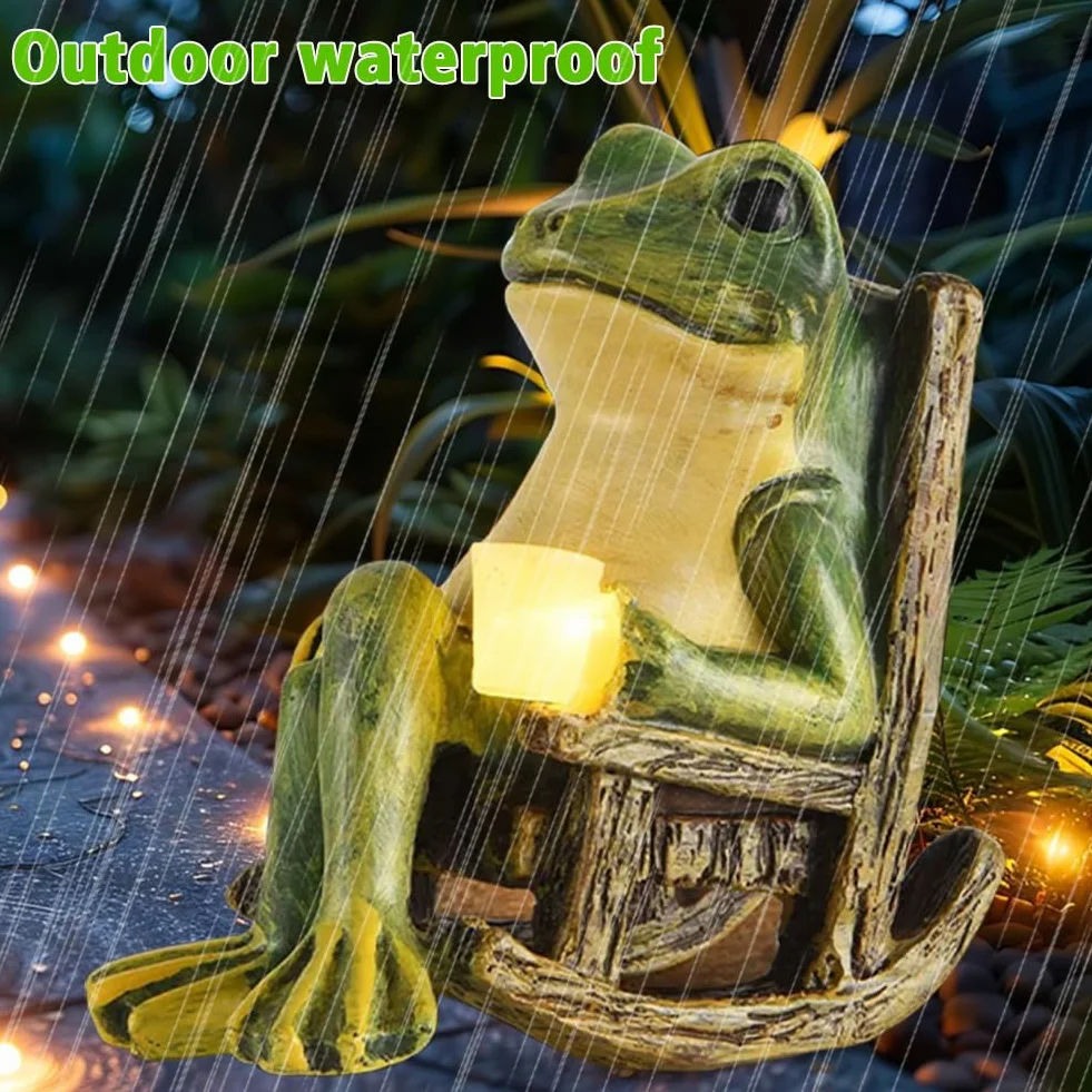 Dekoracja figurek żaby, solarna figurka zwierzęcia, ornament z lampami solarnymi, statuetka żaby, dekoracja do ogrodu, lampa solarna, akcesoria do ogrodu, na taras, dom, trawnik