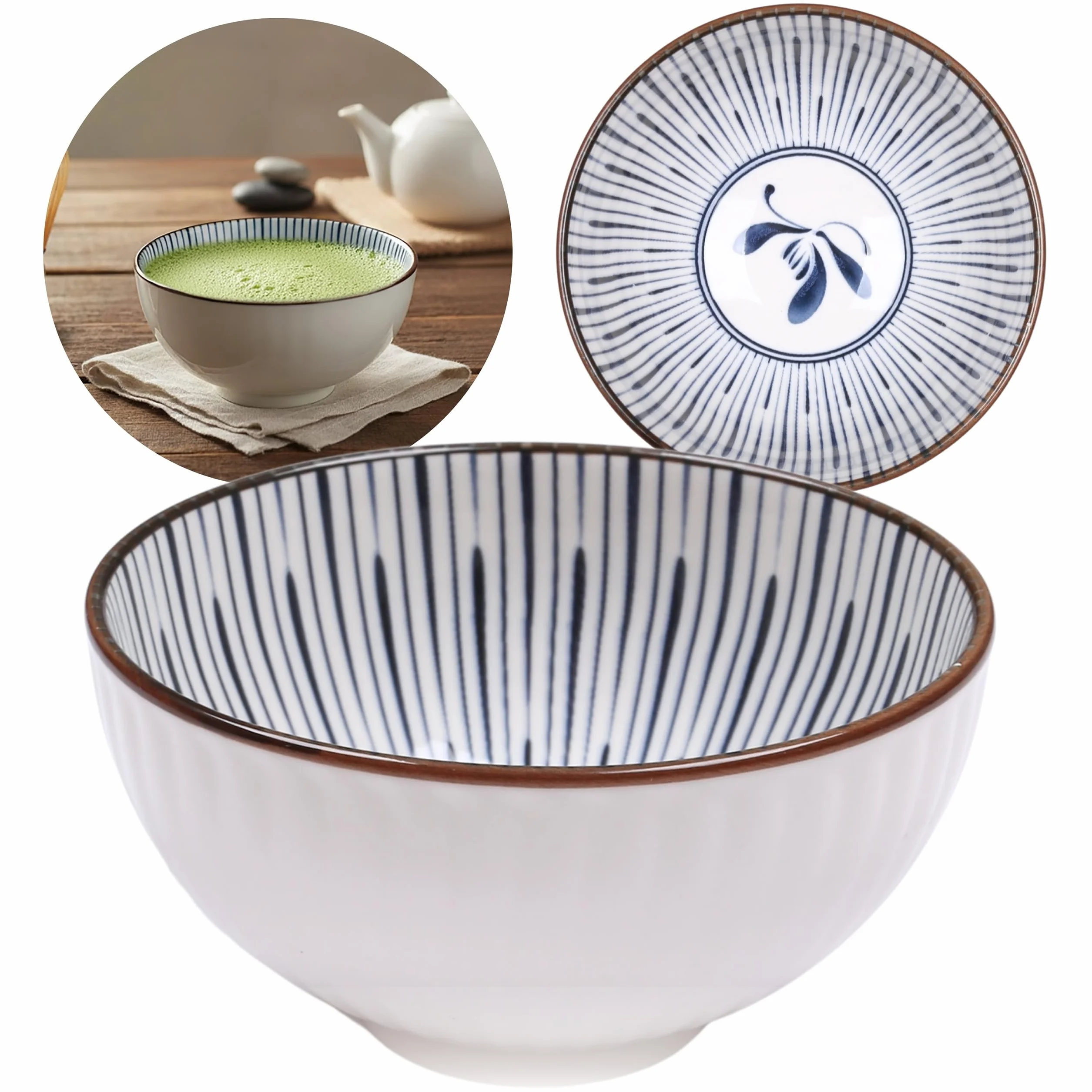Czarka japońska, ceramiczna miseczka Chawan do parzenia herbaty matcha - niebieska 280 ml (A)