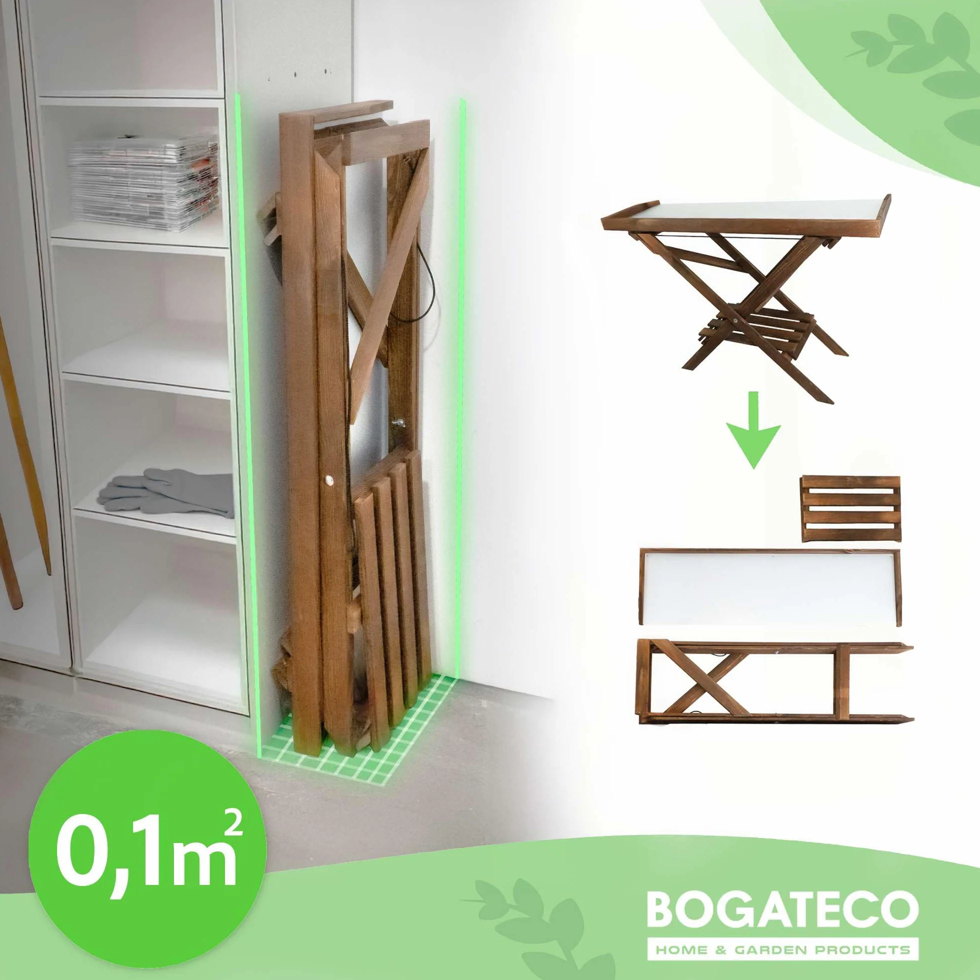 Stół do roślin 118 x 84 x 38 cm, składany, impregnowany stół na kwiaty, stół ogrodniczy z regałem, drewniany stół do roślin z ocynkowanym blatem roboczym, odporny na warunki atmosferyczne