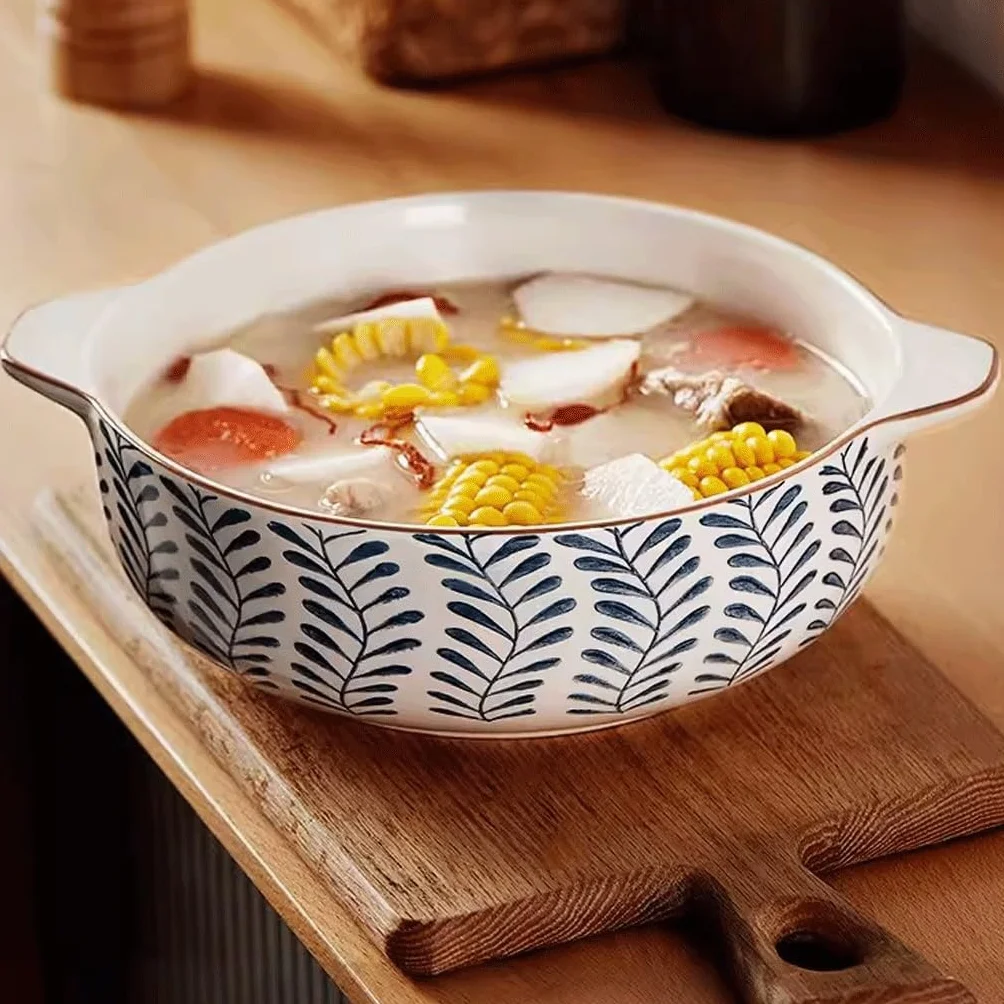 Ramen miski miska na owoce chiński styl ceramiczna podwójne ucho miska do zupy domowa zastawa stołowa miska ramen duża miska do zupy nadaje się do zupy, ziaren i makaronu miska sałatkowa
