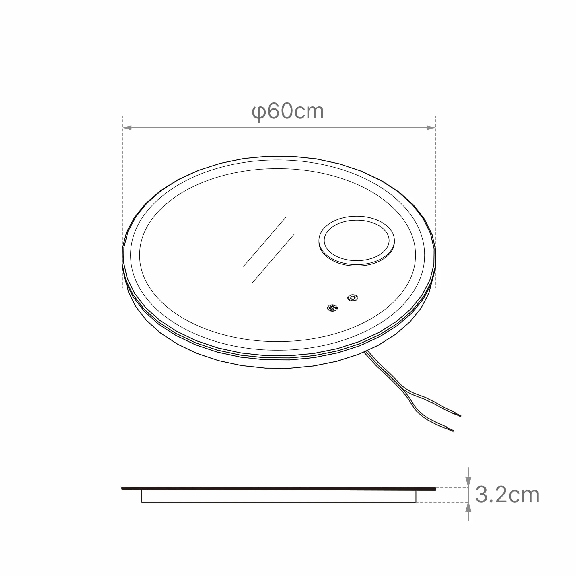 Mondeer Lustro łazienkowe LED, okrągłe, 60 cm, z włącznikiem dotykowym i powłoką zapobiegającą parowaniu, zdejmowane 5 x lupa, 3 kolory światła, możliwość ściemniania, do łazienki (3000 K - 6500 K)