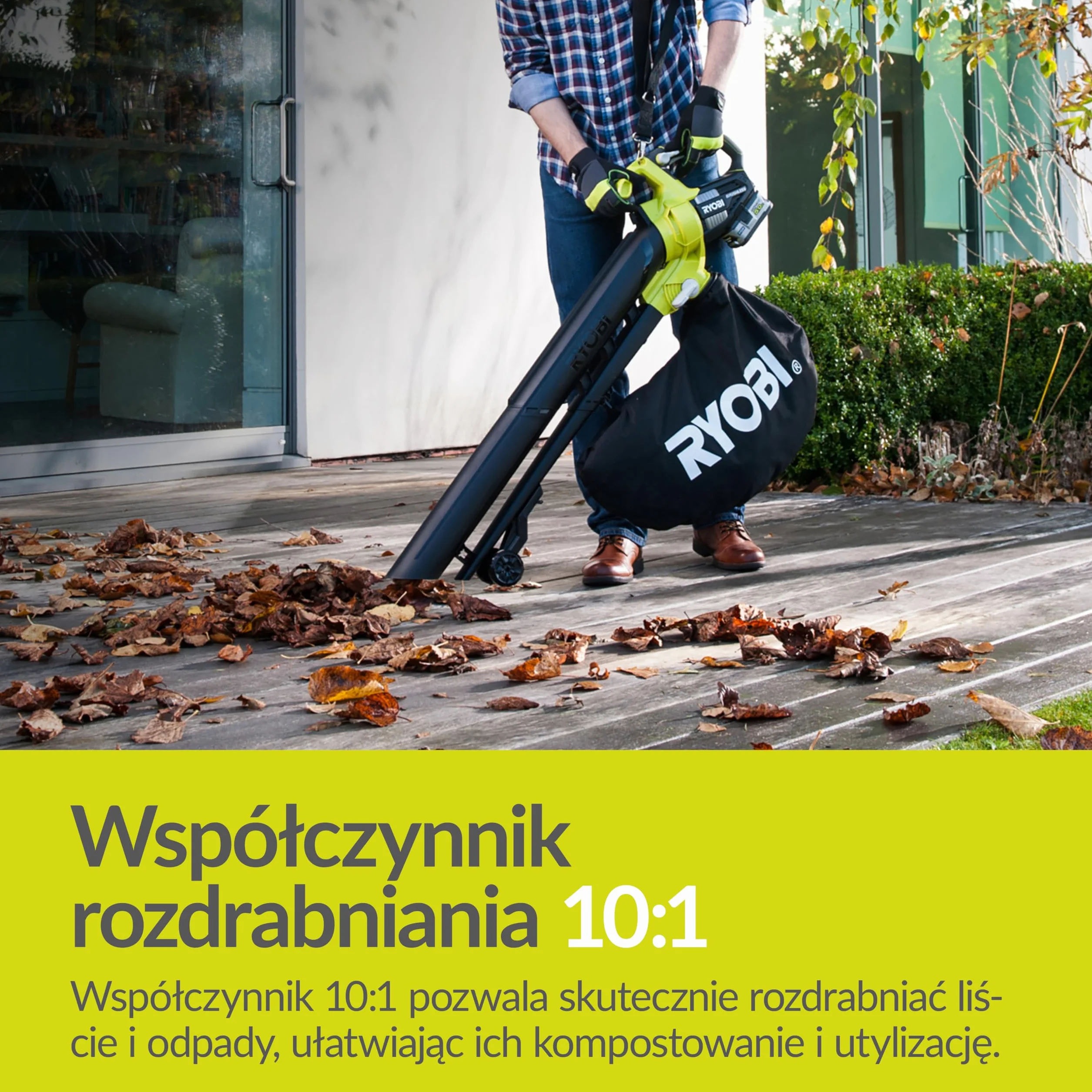 Ryobi Bezszczotkowa Dmuchawa Odkurzacz 18 V, OVB18, Model bez Akumulatora i Ładowarki