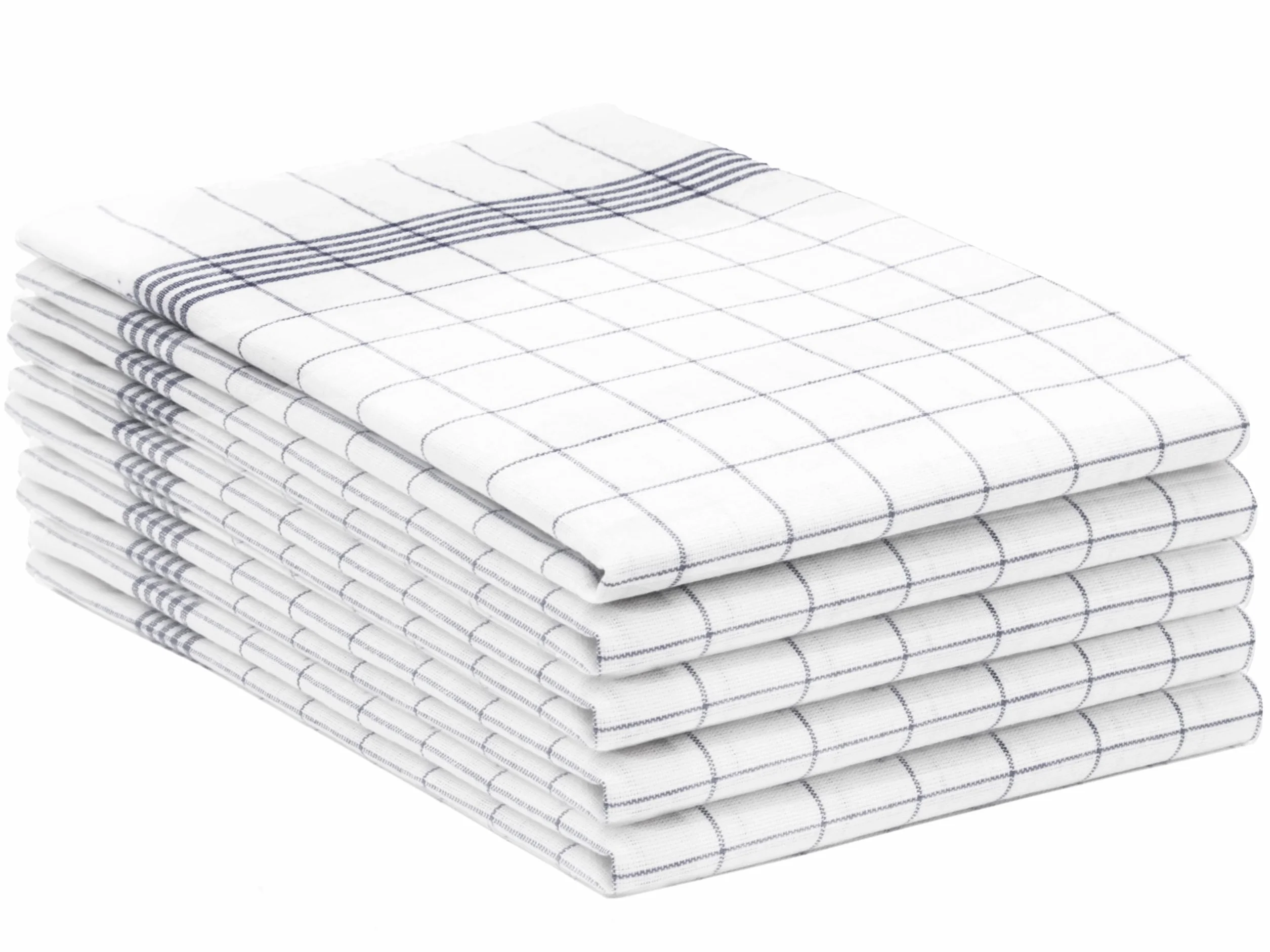 ZOLLNER Zestaw 5 ścierek do naczyń z bawełny o wymiarach 50 x 70 cm – super chłonne i trwałe ręczniki kuchenne – nadają się do prania w temperaturze do 95°C – w szaro-białą kratkę, jakość