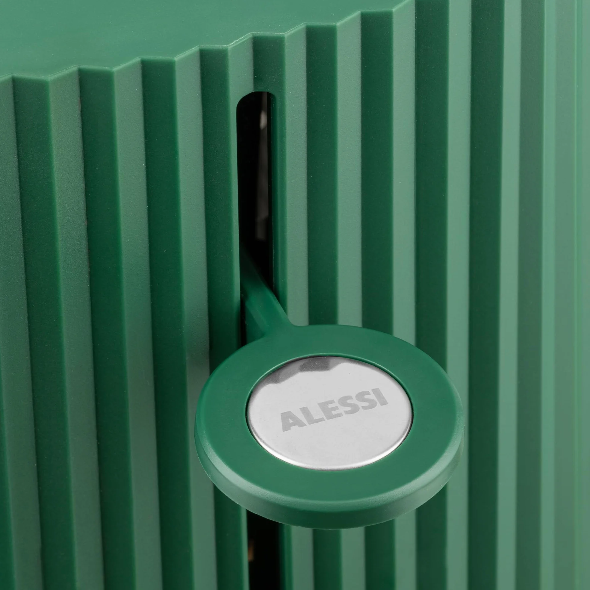 Alessi Plissé MDL08 GR - designerski toster, sześć stopni pozłacania, z żywicy termoplastycznej, wtyczka europejska 850 W, zielony