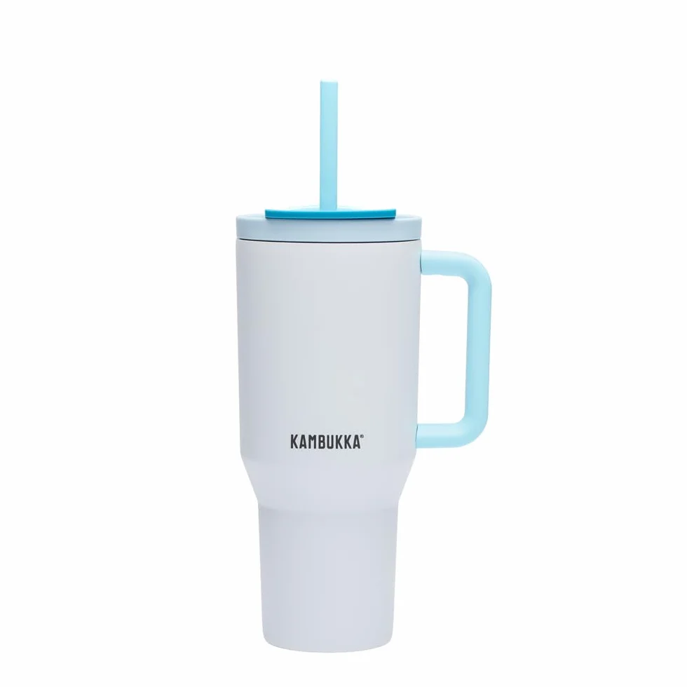 Kambukka kubek termiczny RIO 950 ml Frosty Coconut – termos ze słomką, szczelny, stal nierdzewna 18/8, BPA Free