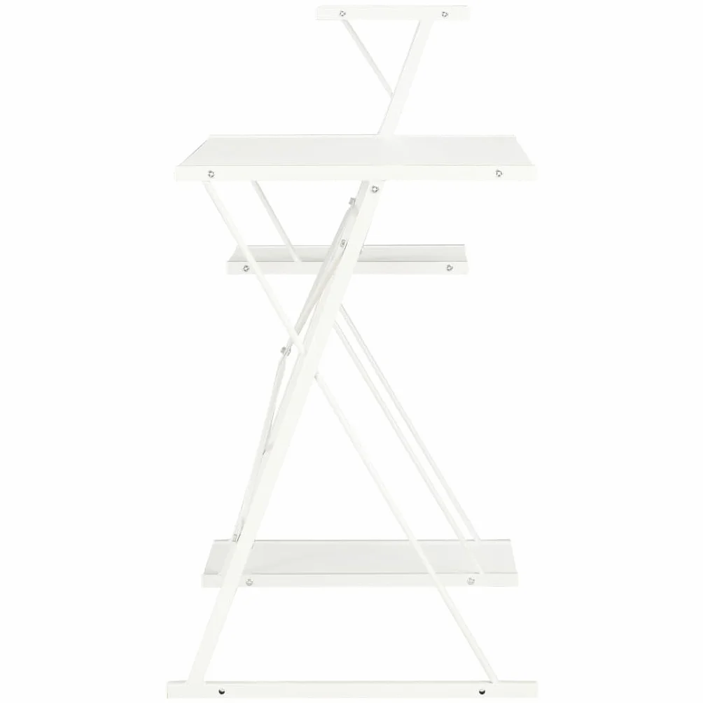 Nowoczesne biurko z regałem, białe, 116 x 50 x 93 cm, stół biurowy z nogami w kształcie litery X, stolik pod komputer i stół roboczy do domu, do gier, pokoju młodzieżowego, organizacji i