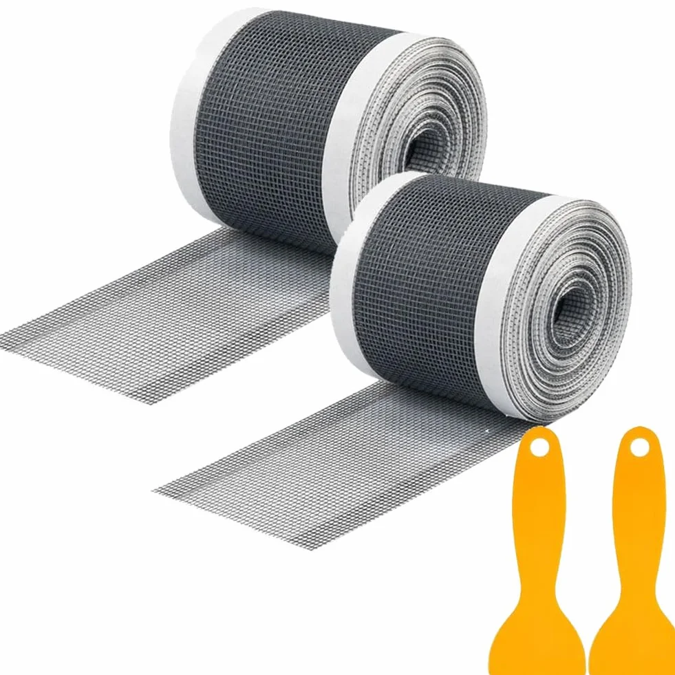 Łapacz do włosów, 70 mm x 10 m, jednorazowe sitko do odpływu, samoprzylepne, z siateczką, z plastikową szpachelką, do wanny, do wanny, 2 sztuki