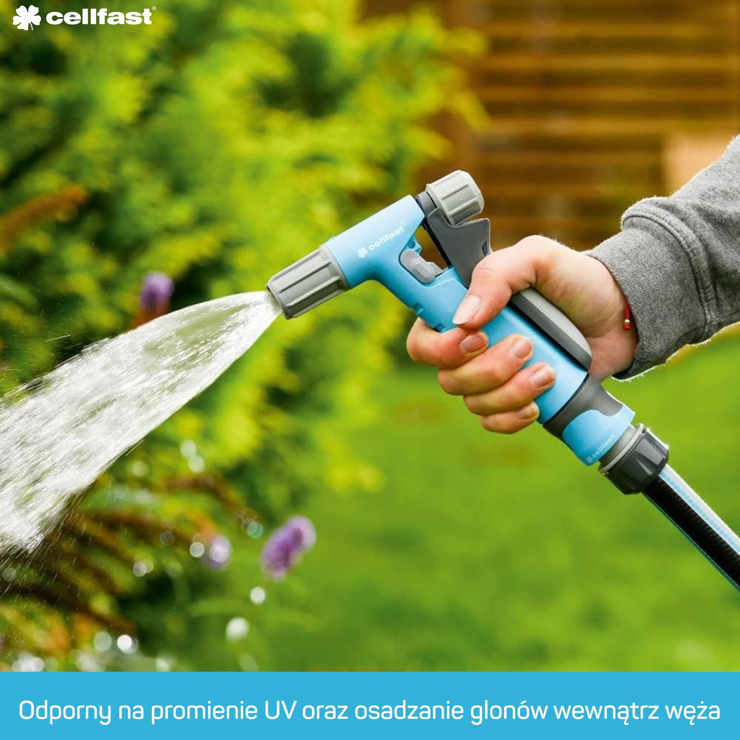 Cellfast Wąż Zraszający Ogrodowy 20 m 1/2" 4 Warstwowy Oplot Krzyżowy Ze Zraszaczem Pistoletowym Zestaw IDEAL