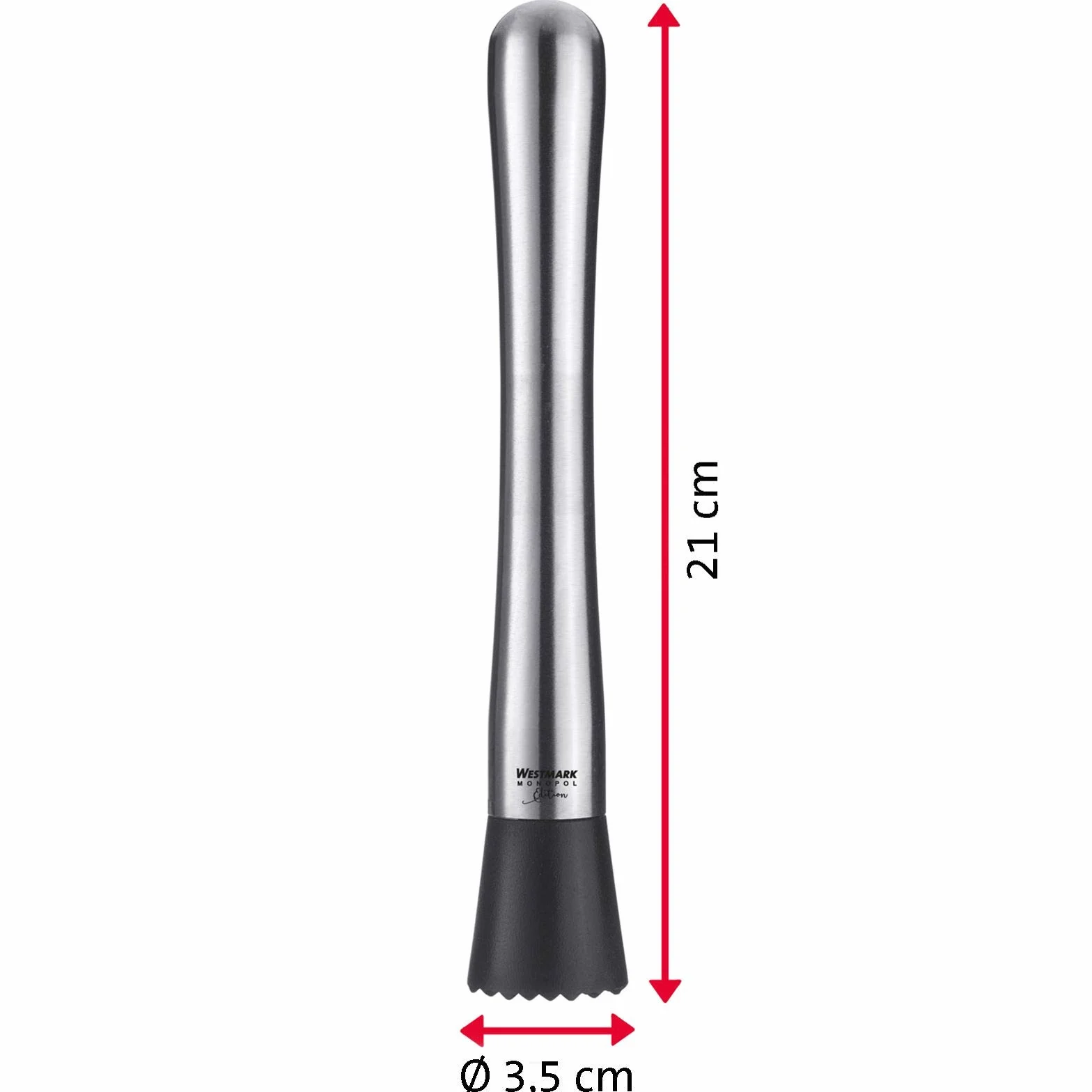 Westmark Caipirinha Tłuczek barowy, Seria Monopol, Długość: 21 cm, Stal nierdzewna/Tworzywo sztuczne, Sol, Srebro/Czarny, 62793360