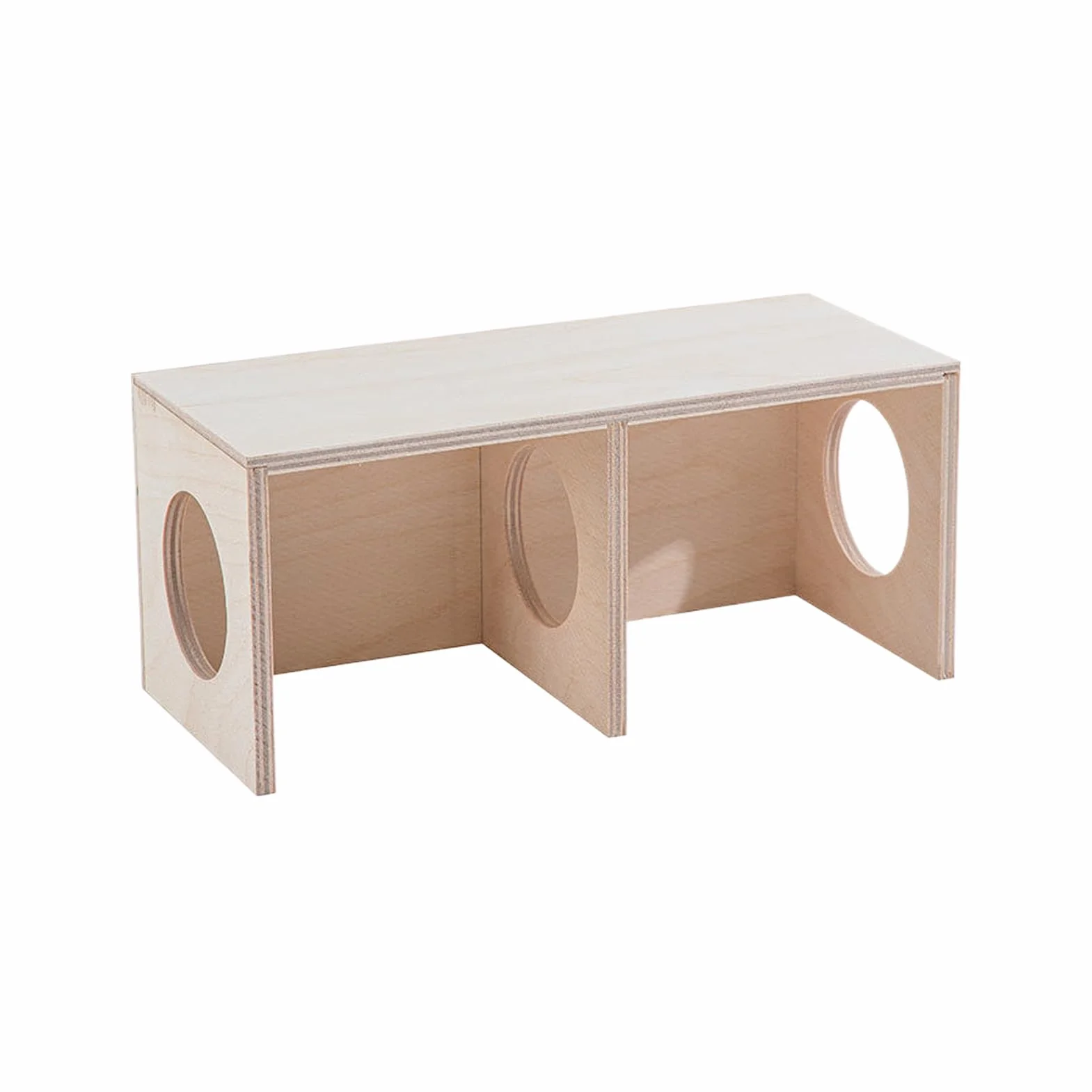 Wooden Hamster Hide Habitat, 2-Chamber Multi-Room Small Animal House, Natural Maze and Landscape for Hamsters Mice Gerbils, Stylish Pet Shelter and Living Room Decor, 20x10x9cm, 25x11x11cm