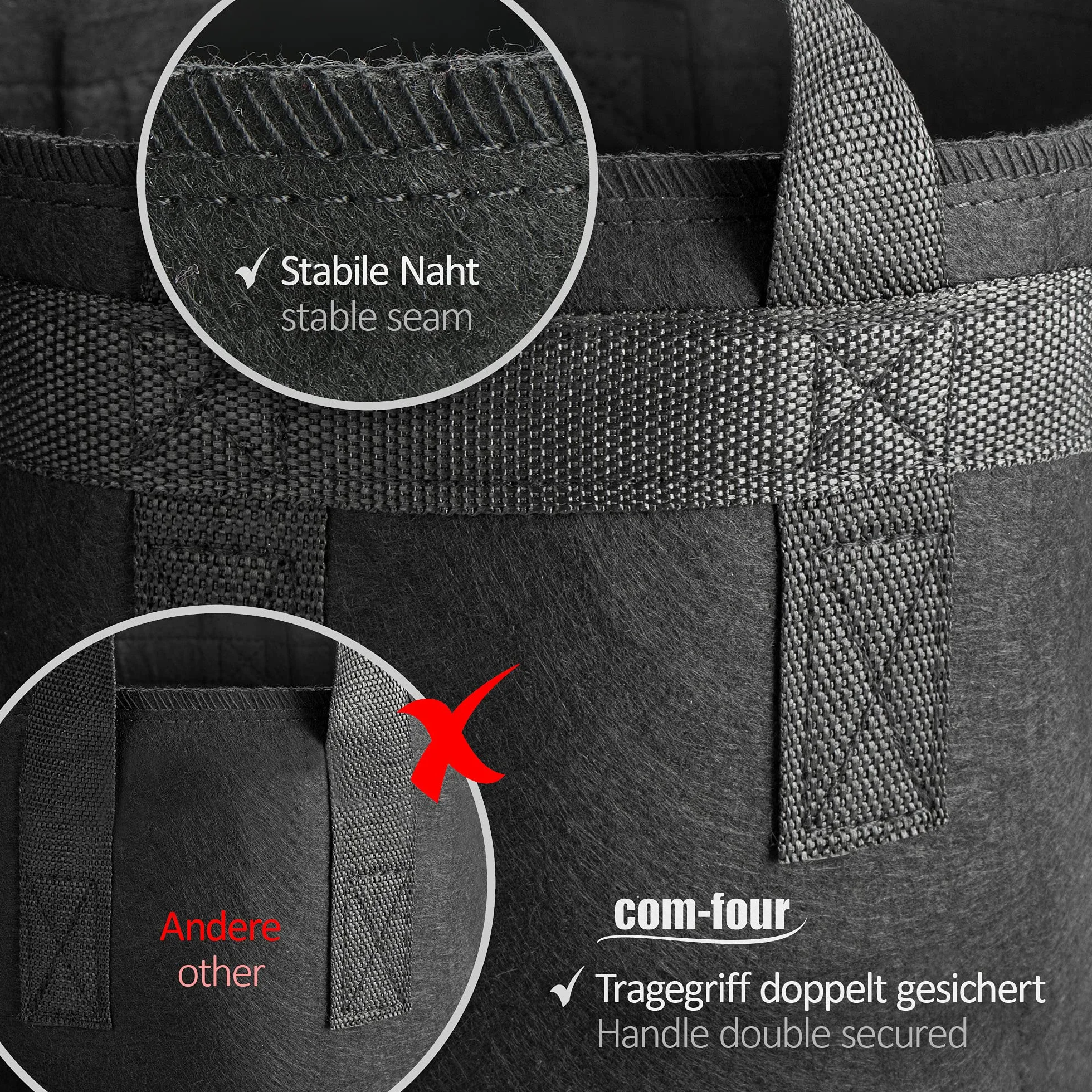 COM-FOUR® 5x worek na ziemniaki 30 L - pojemniki z uchwytami na pomidory - torba na rosliny - doniczka na sadzonki pomidorów - worek do ochrony roslin (30L - 5 sztuk)