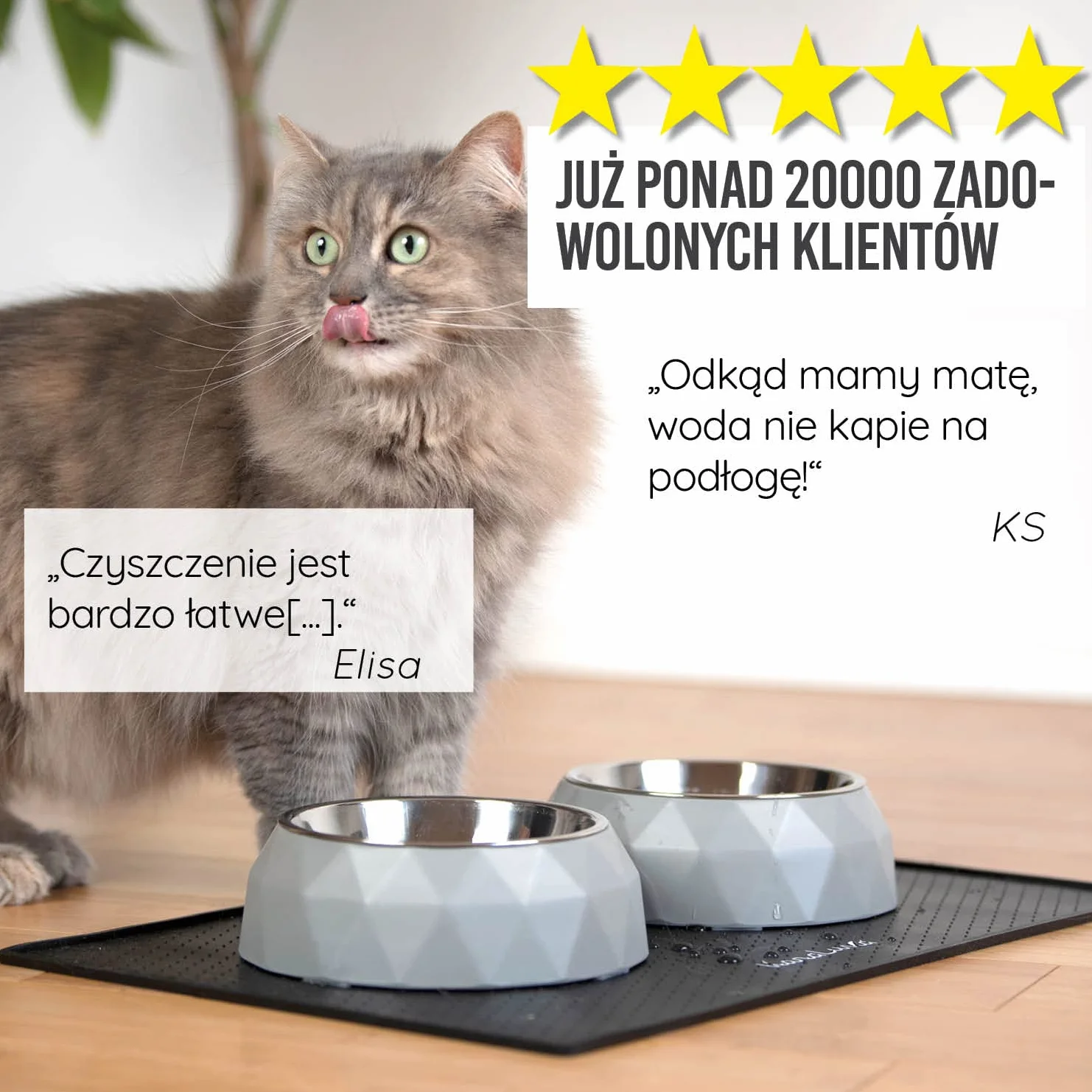 Silikonowa Podkładka Premium 48 x 30 cm Czarna Mata na Karmę dla Kota i Psa Pod Ekspres do Kawy