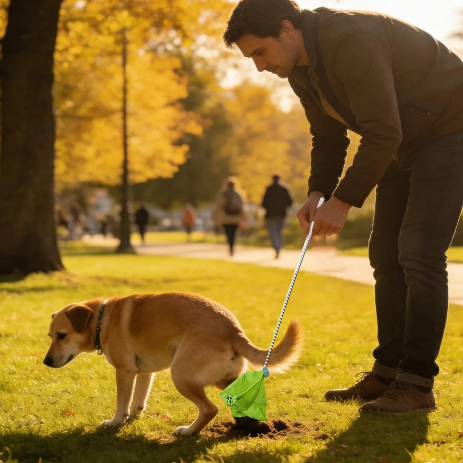 Pooper Scooper For Large Dogs - Ergonomic Waste Removal Tool Heavy Duty Cleanup No Bending Dog Poop Catcher Garden Use Lawn Cleaner