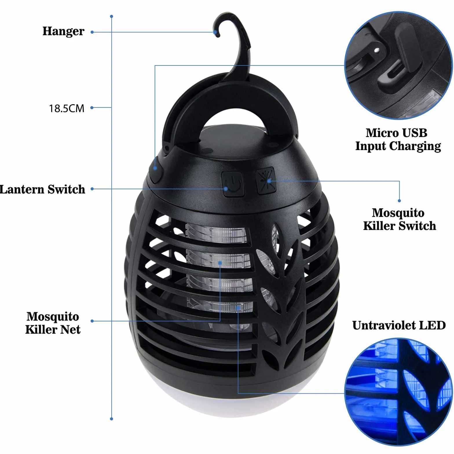 Lampa owadobójcza na kemping, do użytku na zewnątrz, lampa LED na komary, USB, 2 w 1, elektryczna, ładowana, z 3 trybami oświetlenia, ochrona przed komarami, lampa do użytku na zewnątrz