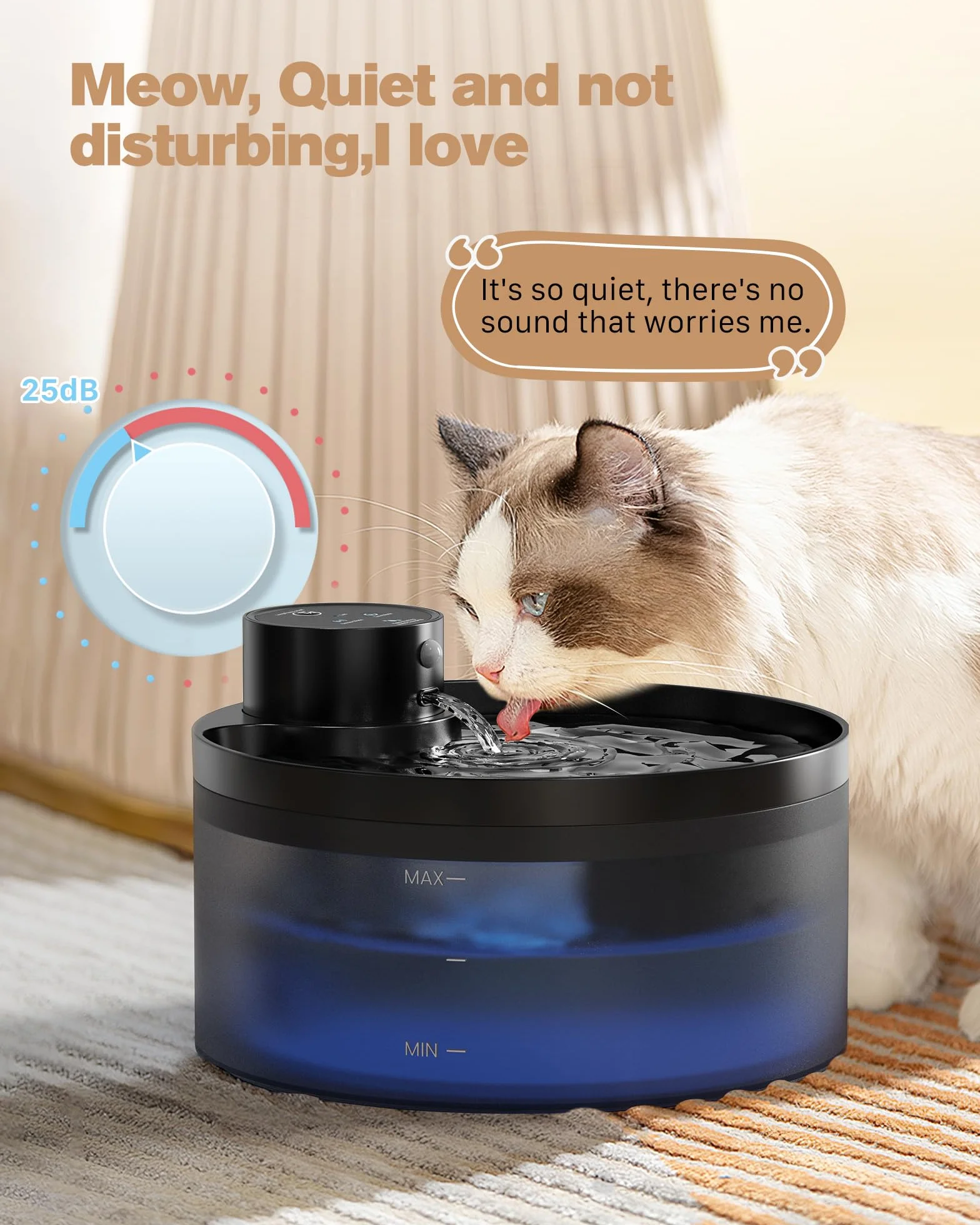 Cat Fountain Wireless z 6 filtrami węglowymi + 3 gąbkami, zasilanie bateryjne, 3,2 l, fontanna dla kotów, fontanna dla kotów z czujnikiem ruchu, pojemność baterii 4200 mAh