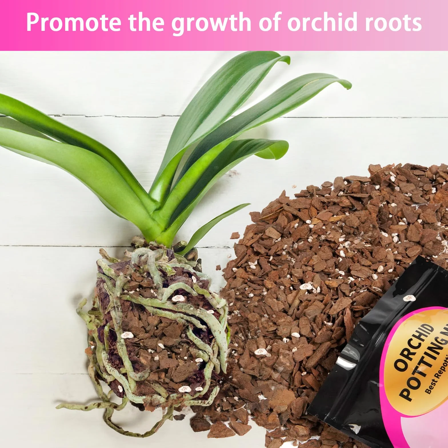 Kompost do doniczek z orchideami 4L, Kompost z kory orchidei i perlitu, Najwyższej jakości medium do doniczek, przesadzania, poprawionej drenażu, przepływu powietrza i wentylacji korzeni