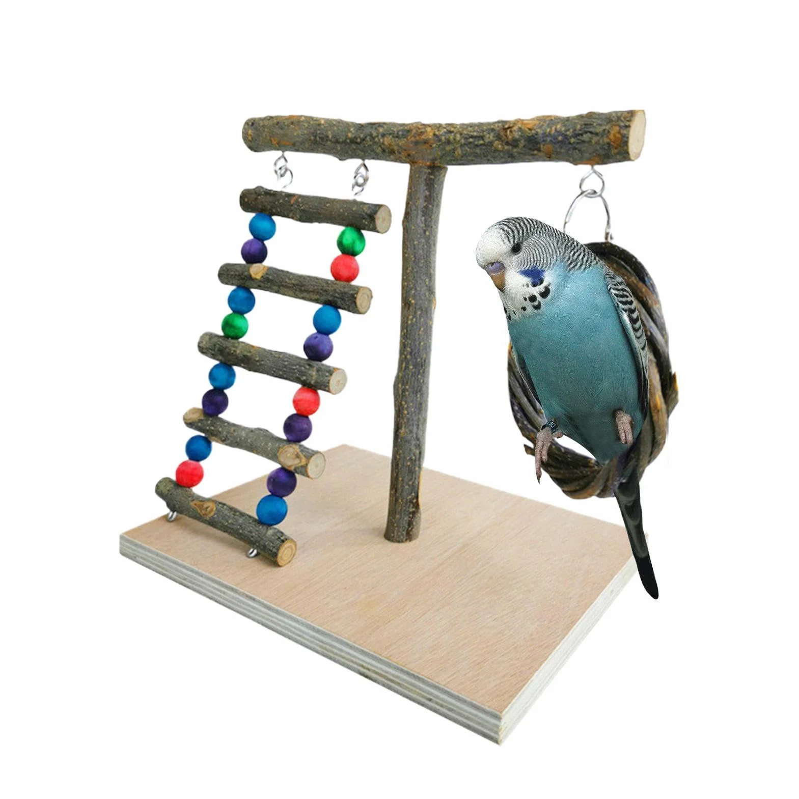 Parrot Playground, Natural Wood Parrot Perch, Bird Play Stand, Tabletop Parrot Perch, Bird Playstand Training Playground, Bird Cage Toys For Cockatiels, Parrot Perch Play Stand, Bird Perch For Parrots