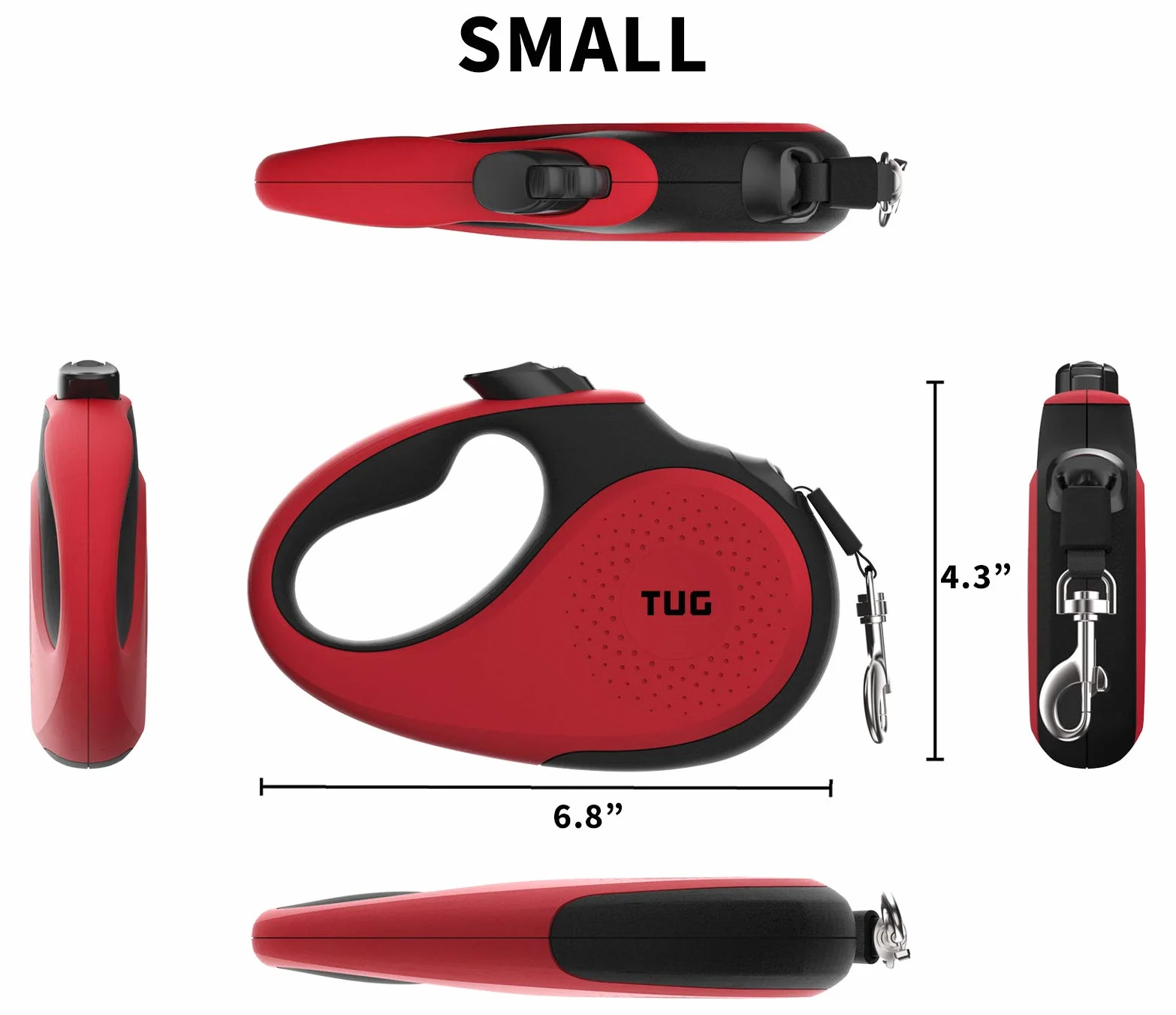 Smycz dla psów TUG 360° 5 m nylonowa do 15 kg czerwona