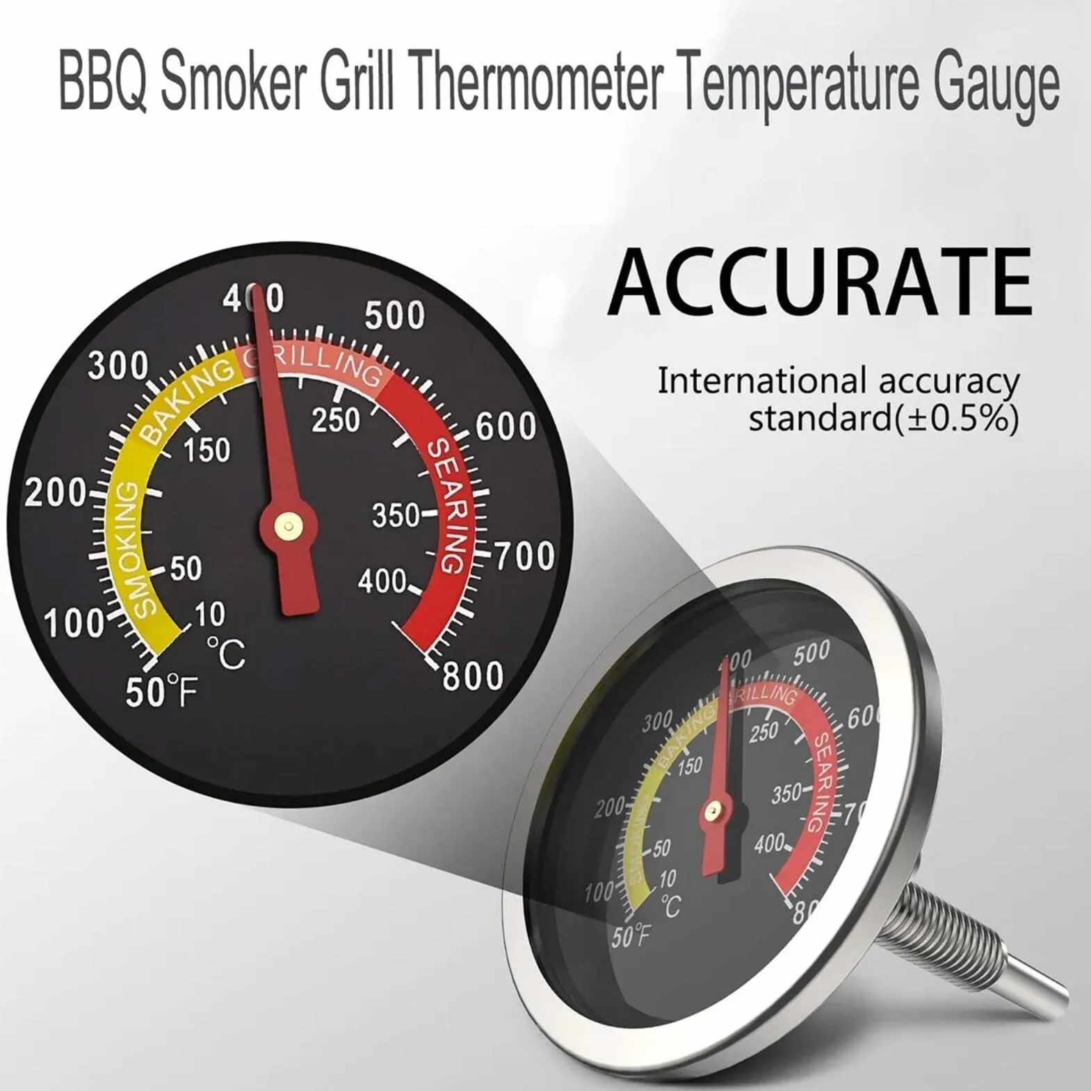 10-425 ℃ Termometr do grillowania ze stali nierdzewnej Termometr bimetaliczny do piekarnika 50~800 ℉ Wskaźnik temperatury do grillowania