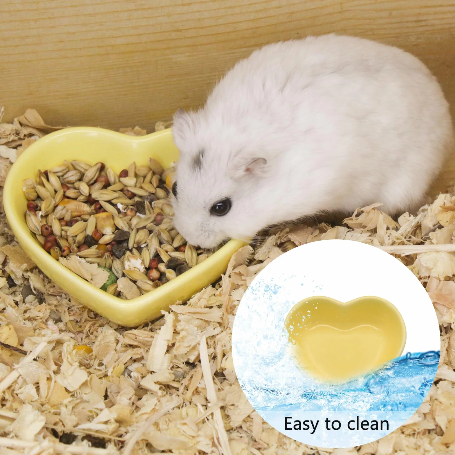 Miska dla chomika, ceramiczna miska w kształcie serca, zmywalne miski na jedzenie i wodę dla małych zwierząt, takich jak chomik, świnka morska, renifer, jeż, szynszyla, papuga