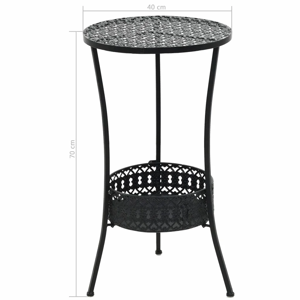 vidaXL Stolik barowy, czarny, 40 x 70 cm, metalowy