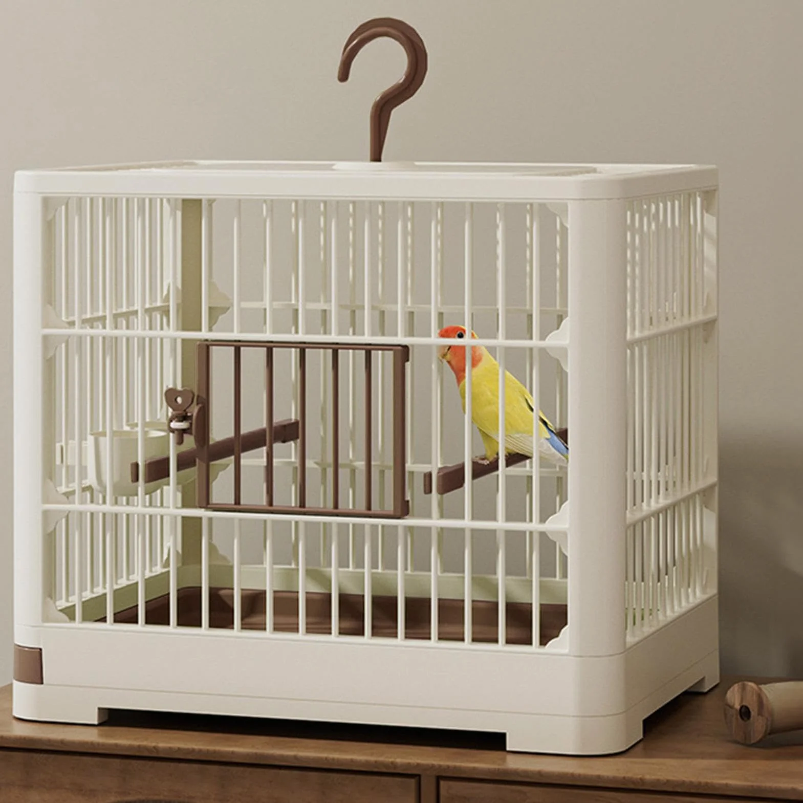 Przenośny nosidełko dla ptaków, stojak na ptaki, zdejmowany transporter tacy, uchwyt z haczykiem, klatka transportowa papużki, transporter podróżny papugi, transporter ptaków Lovebird