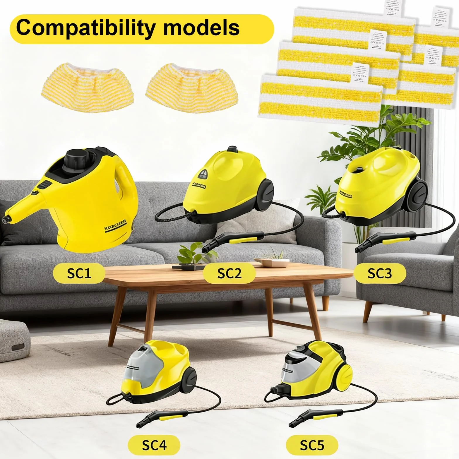 Zestaw 7 ściereczek z mikrofibry kompatybilnych z Karcher Easyfix SC 1, SC 2, SC 3, SC 4, SC 5 środek czyszczący, czapki z mikrofibry do czyszczenia parą